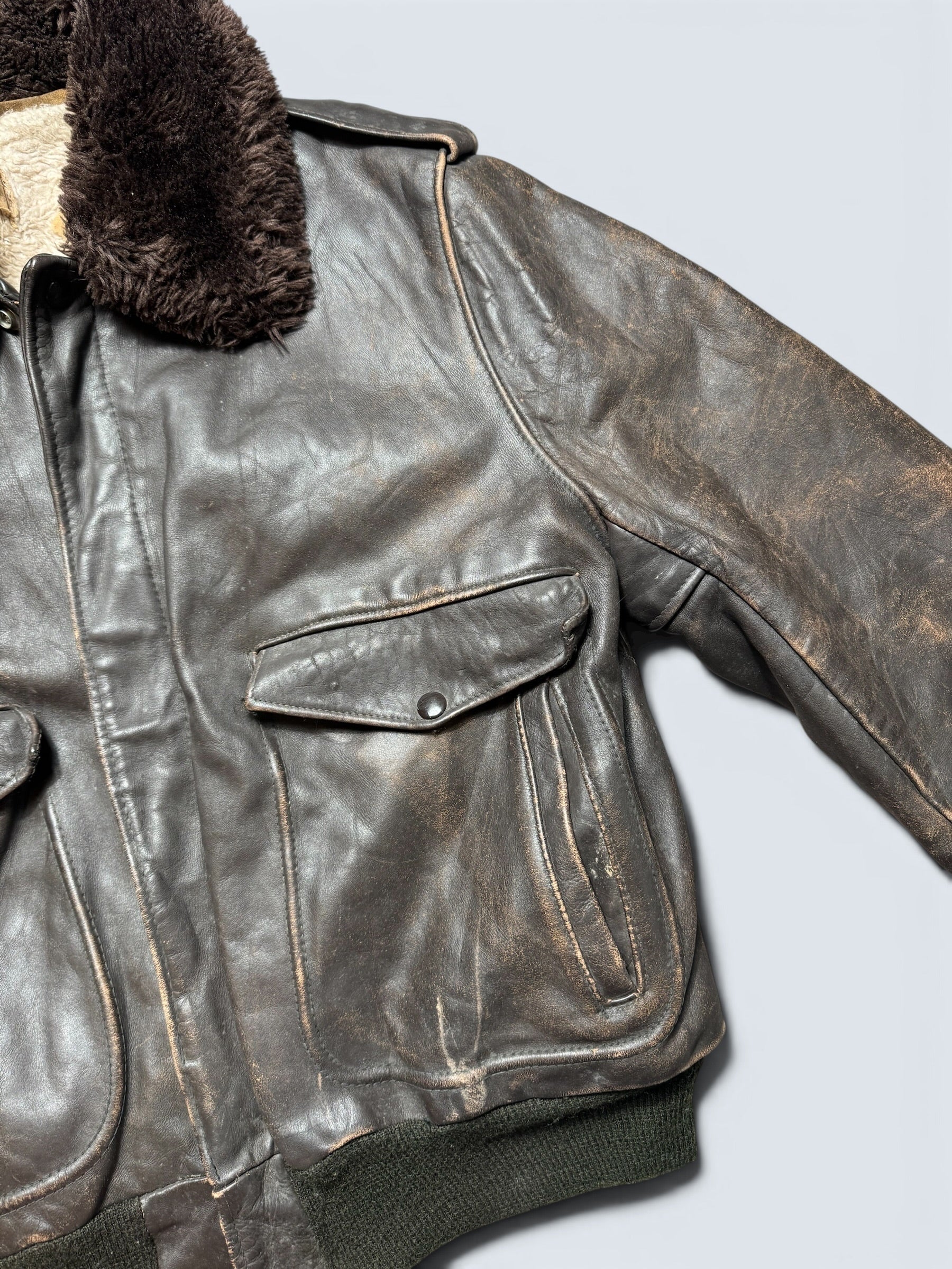 Jacket cuir cowhide flight bomber Schott NYC 674MS made in USA brown early 70’s - 42 (M)