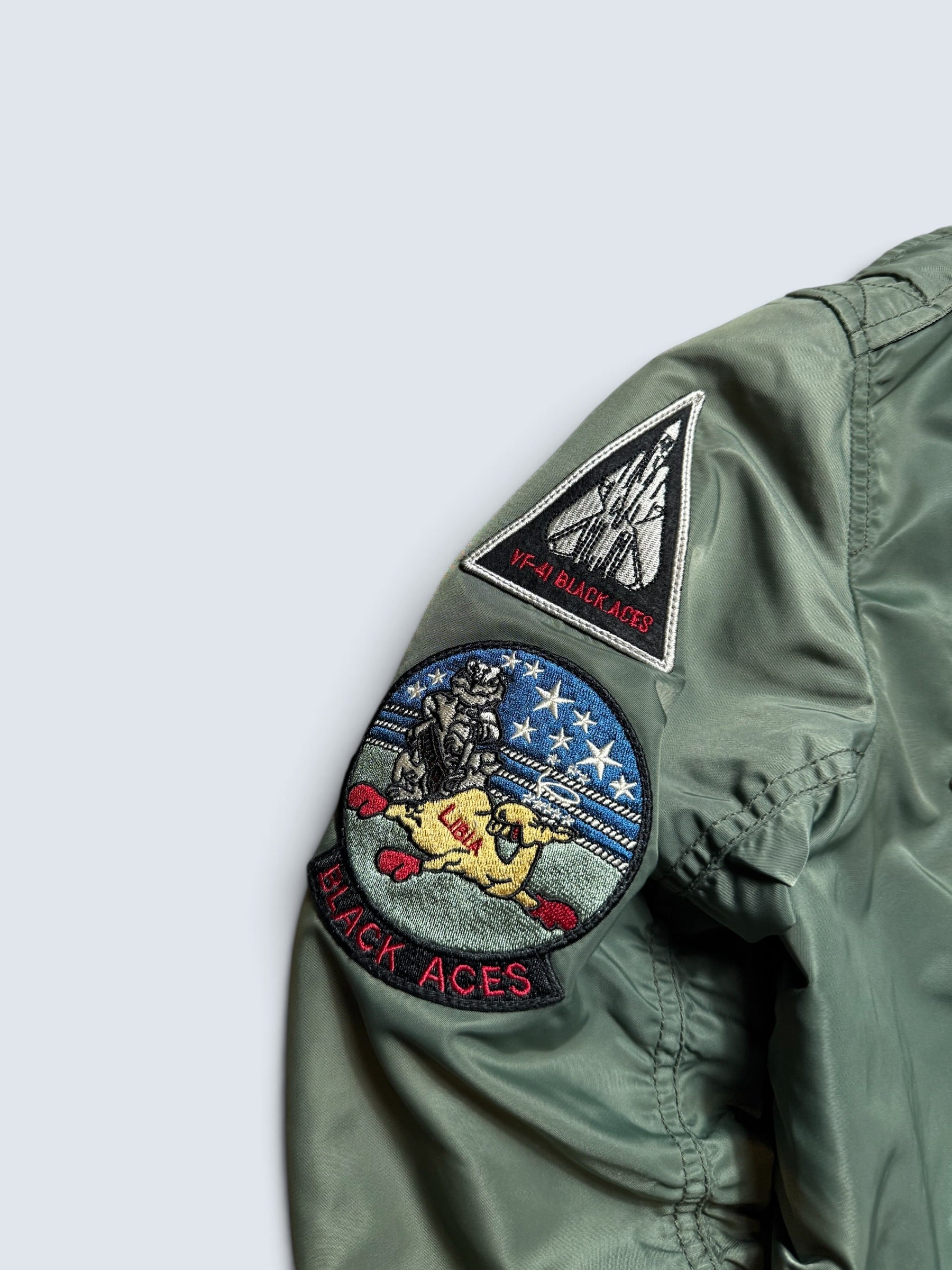 Jacket bomber flight L-2b Avirex ltd top gun usaf full patch kaki vintage 00’s - M