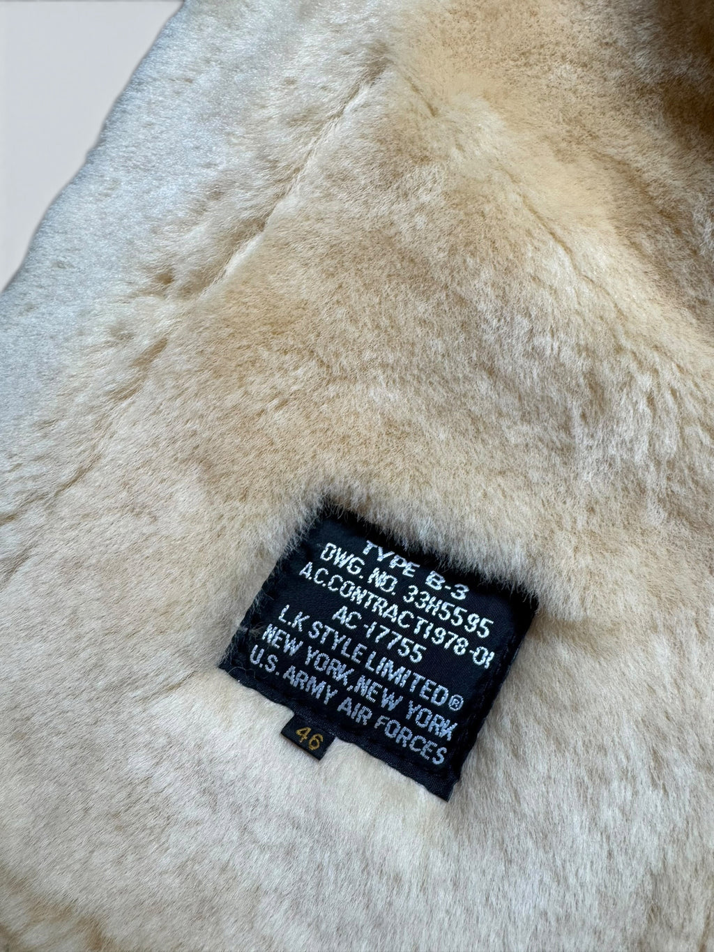 Jacket cuir bomber flight shearling B-3 Patton L.K Style Limited usaf black - 46 (2XL)