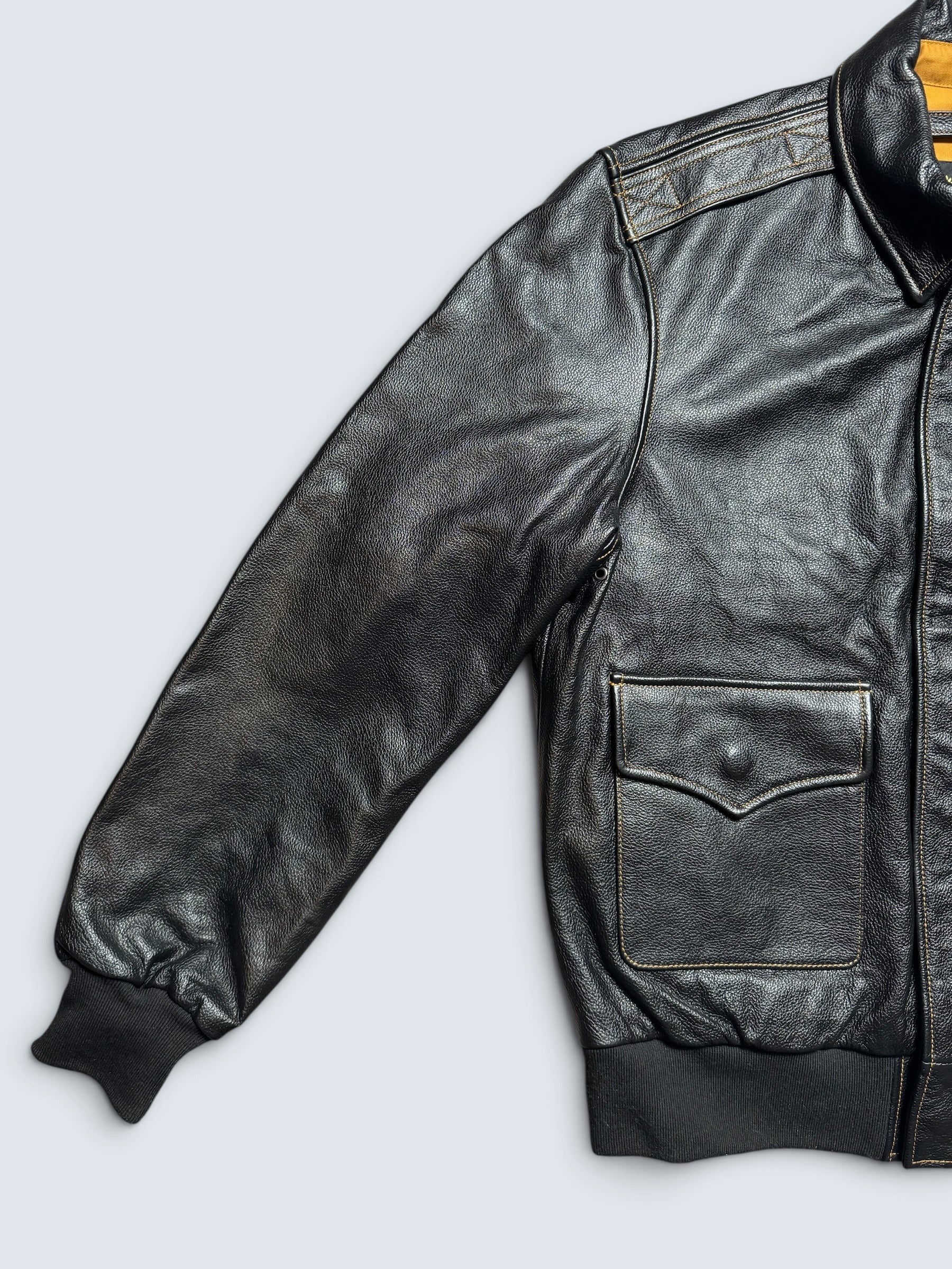 Jacket cuir bomber flight A-2 Willis & Geiger usaf black 00's - L