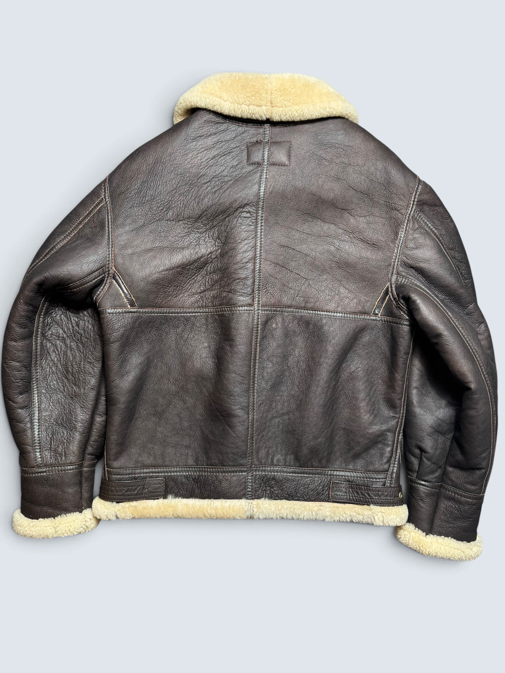 Jacket cuir bomber flight shearling B-3 Aviation Co usaf brown vintage 90’s - M/L