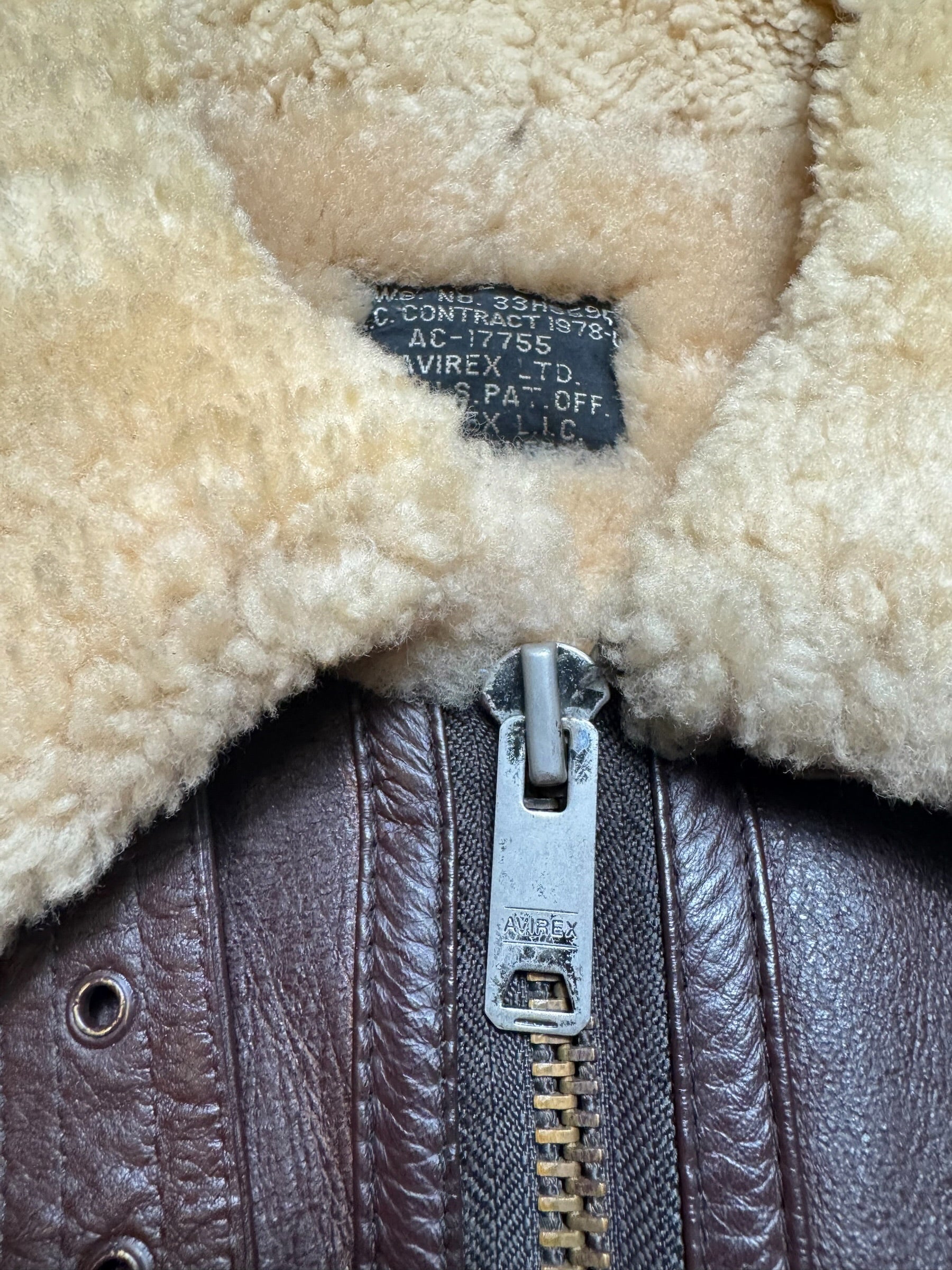 Jacket cuir bomber flight B-3 Avirex usaf brown vintage 90's - XL