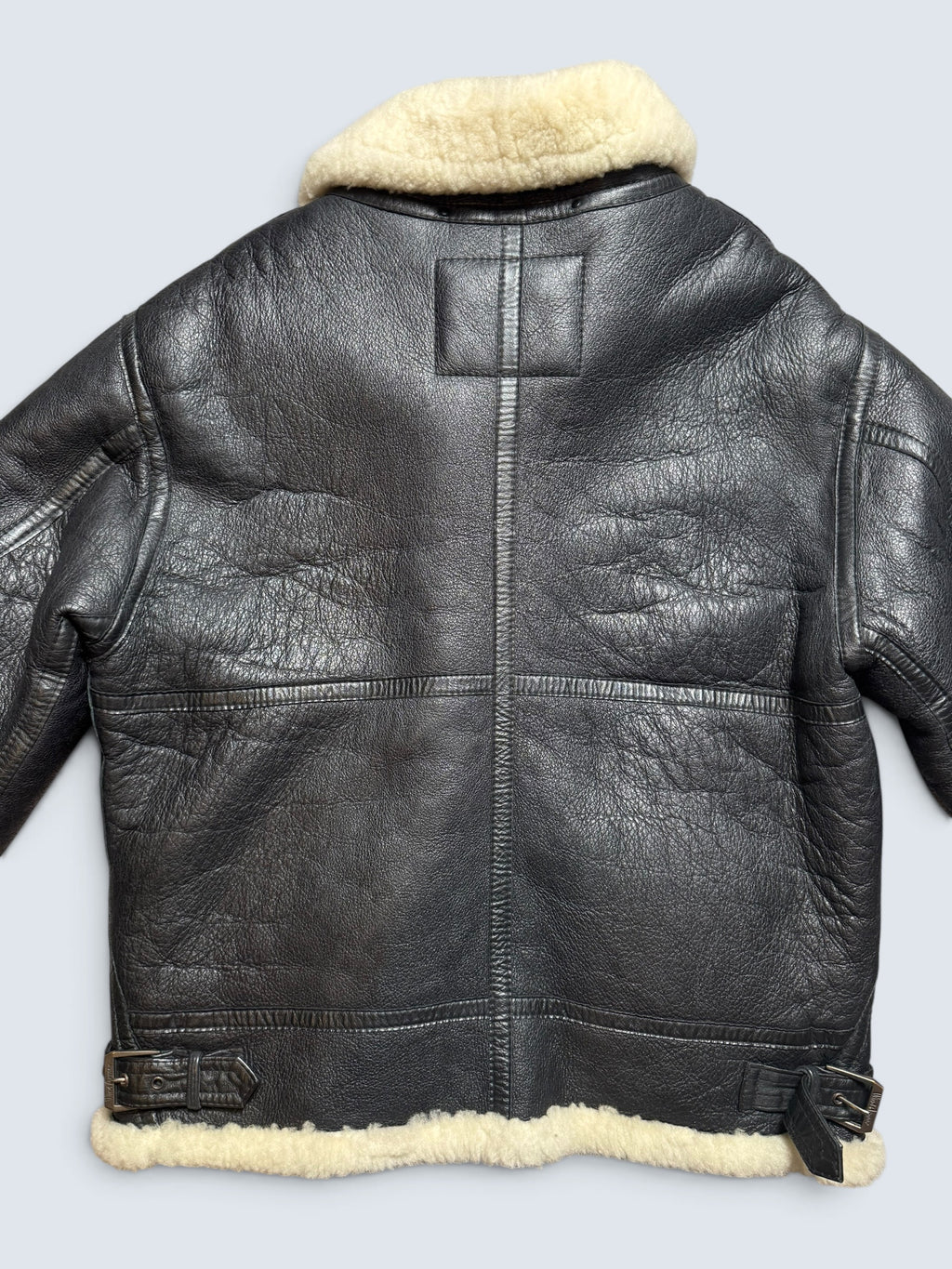 Jacket cuir bomber flight shearling B-3 Wind Armor usaf black vintage 90’s - M
