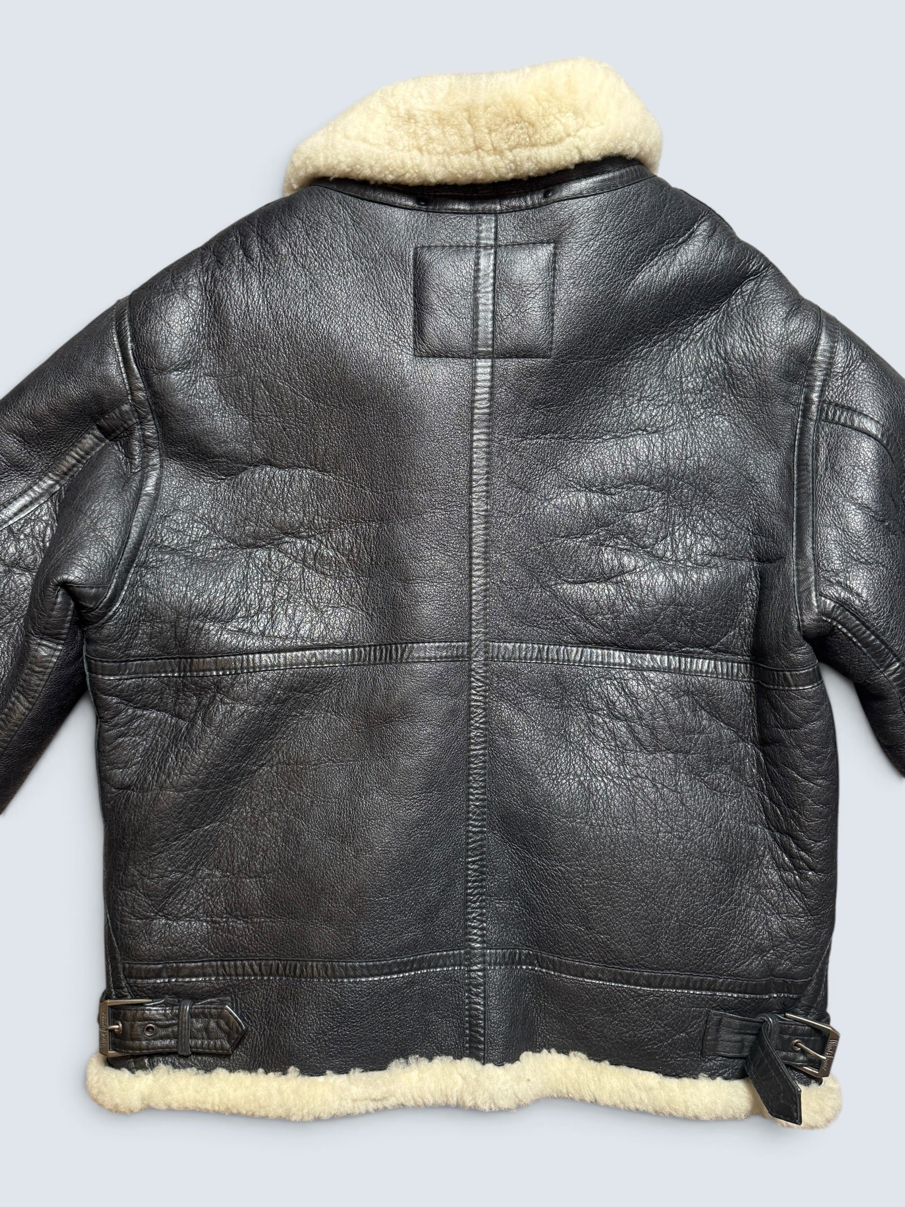 Jacket cuir bomber flight shearling B-3 Wind Armor usaf black vintage 90’s - M