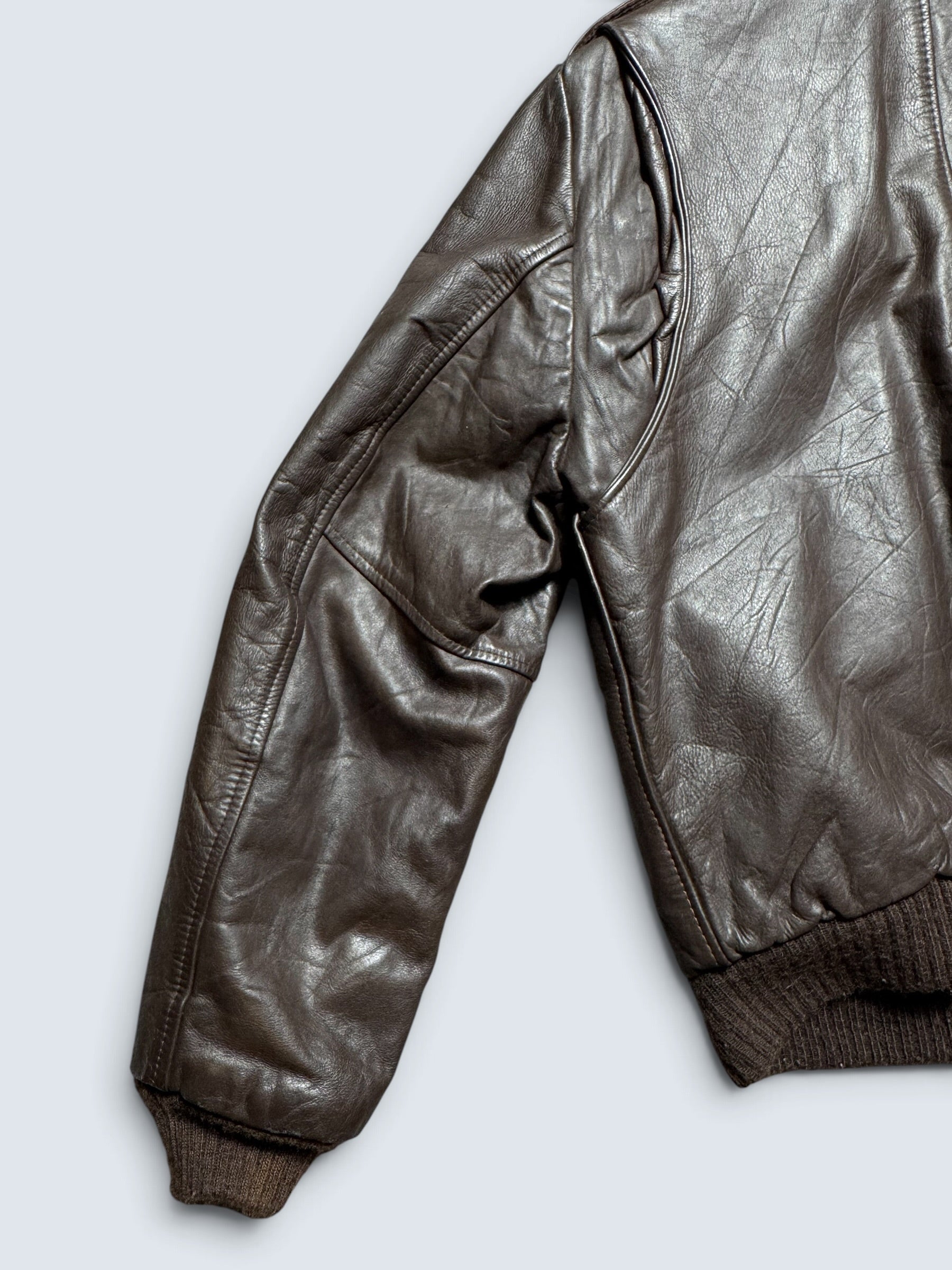Jacket cuir cowhide flight bomber Gino Leathers made in USA black 70’s - 42 (M)