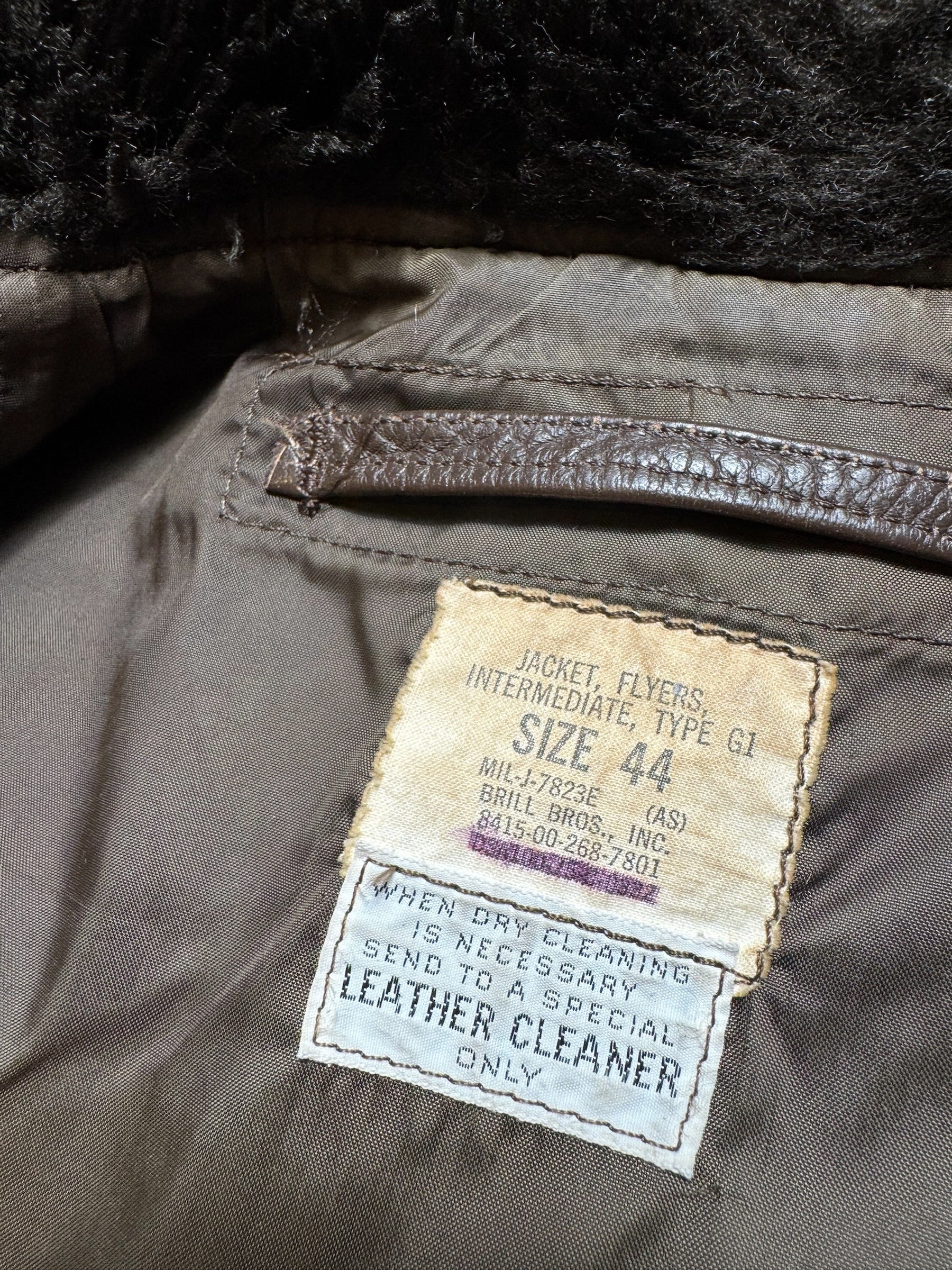 Jacket cuir goatskin flight G-1 original US Navy Brill Bros 1975 Vietnam Era - 44 (XL)