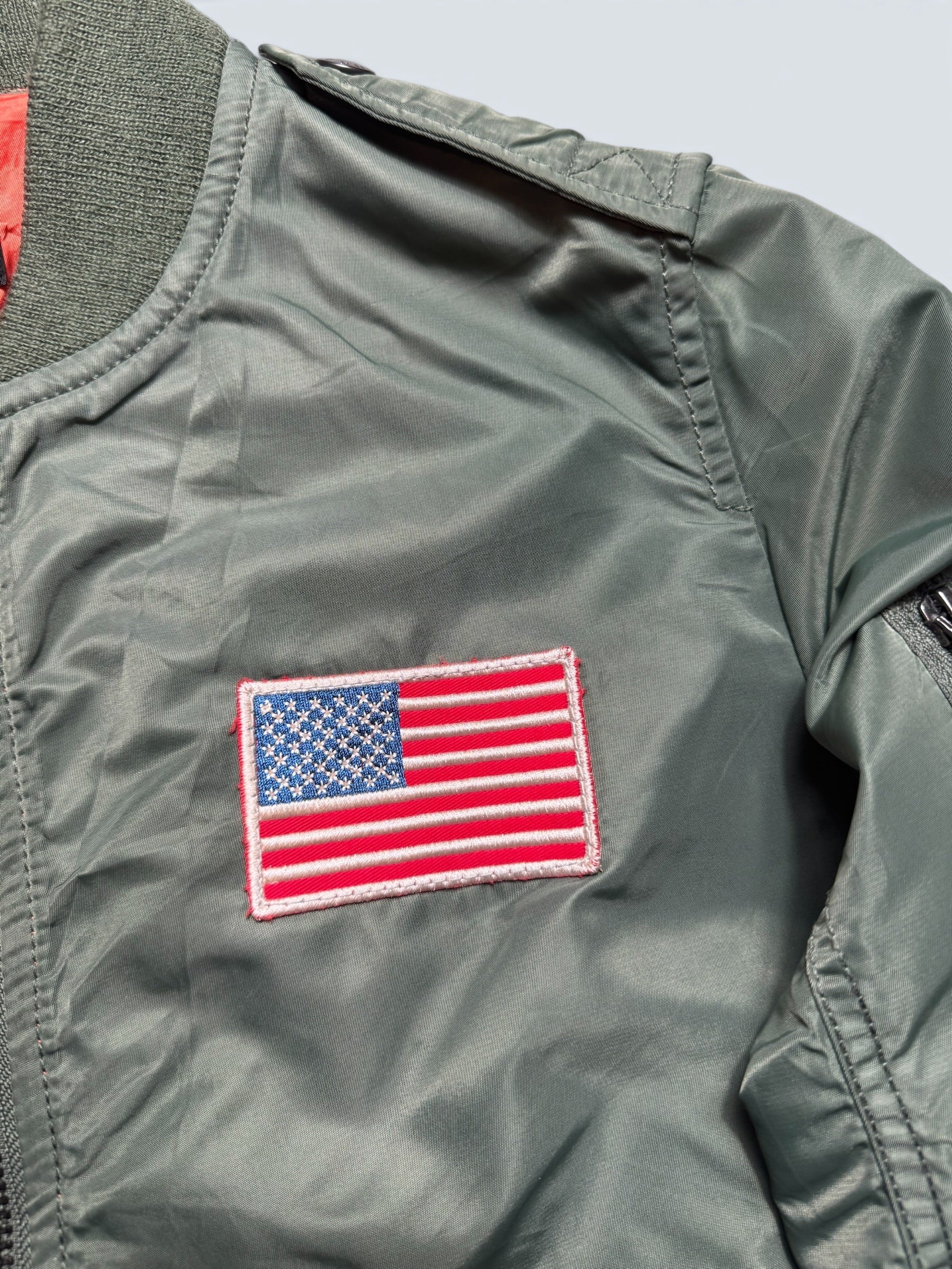 Jacket bomber flight L-2b Avirex ltd top gun usaf full patch kaki vintage 90’s - S/M