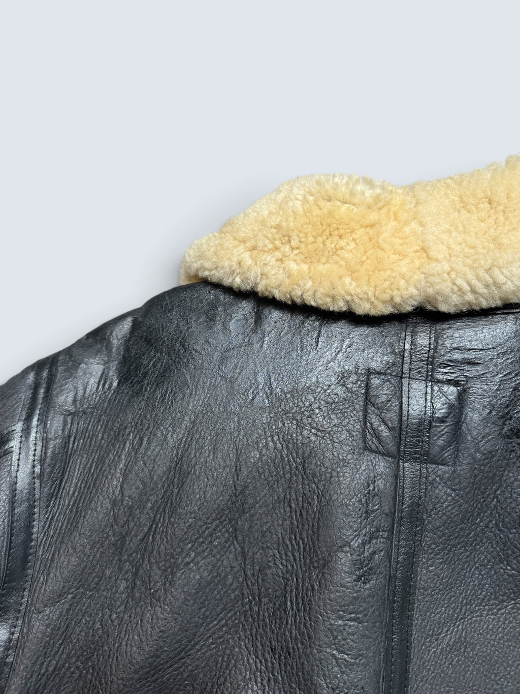 Jacket cuir flight shearling B-3 Octopus Army usaf black vintage 1992 - 38 (S)