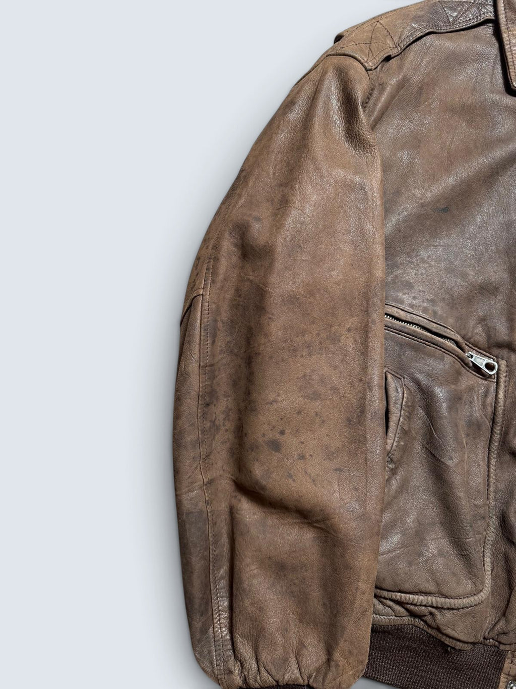 Jacket cuir flight pilot Charles Devilliers G-2 made in France brown vintage 80’s - L