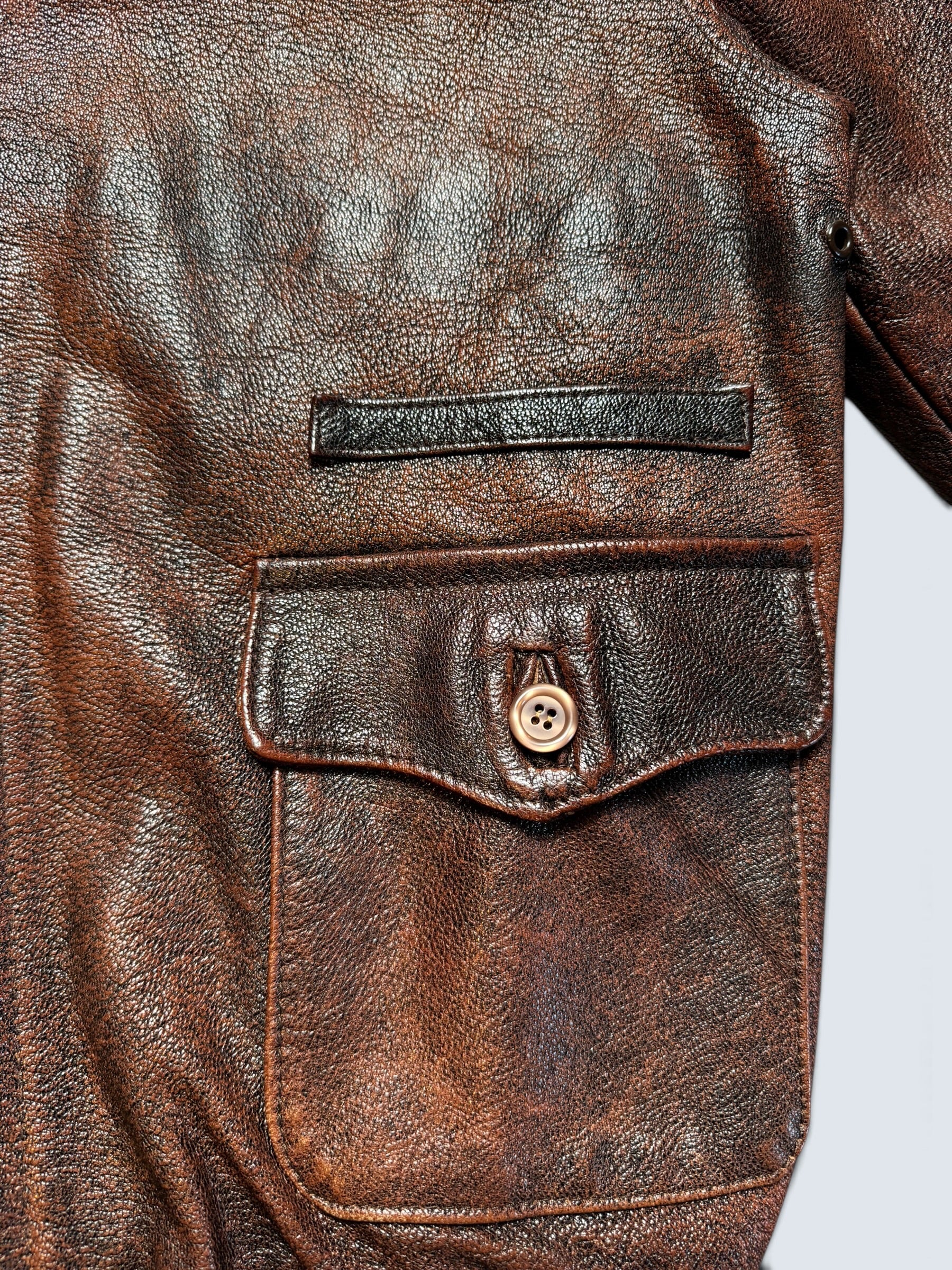 Jacket cuir cowhide flight A-2 Avirex Fielders Choice usaf nose art brown 80’s - 38 (M)
