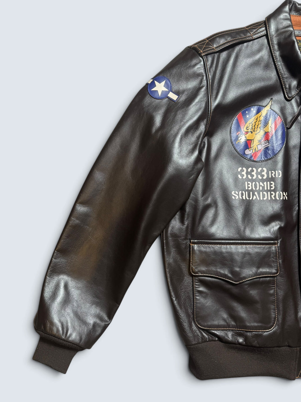 Jacket cuir cowhide flight A-2 Avirex LTD Japan exclusive usaf nose art full patch black - 44 (XL)