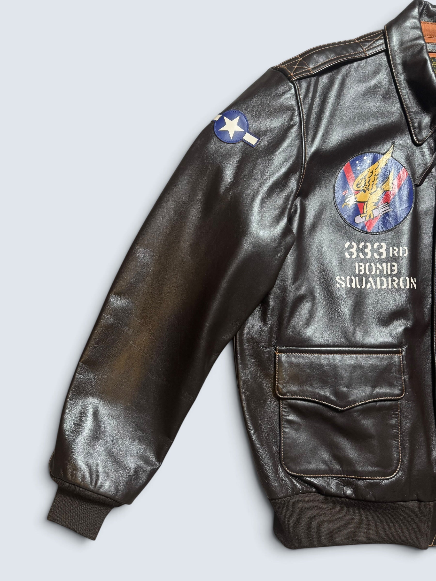 Jacket cuir cowhide flight A-2 Avirex LTD Japan exclusive usaf nose art full patch black - 44 (XL)