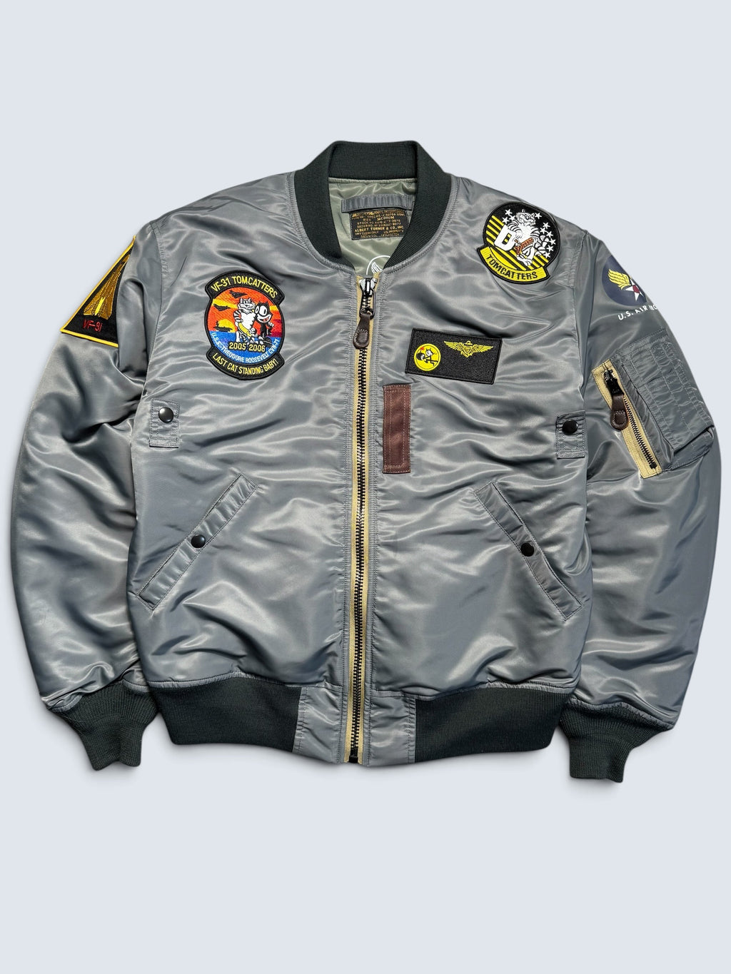 Jacket nylon bomber flight Ma-1 Toys McCoy Tmj2432 usaf full patch 1957 grey - M