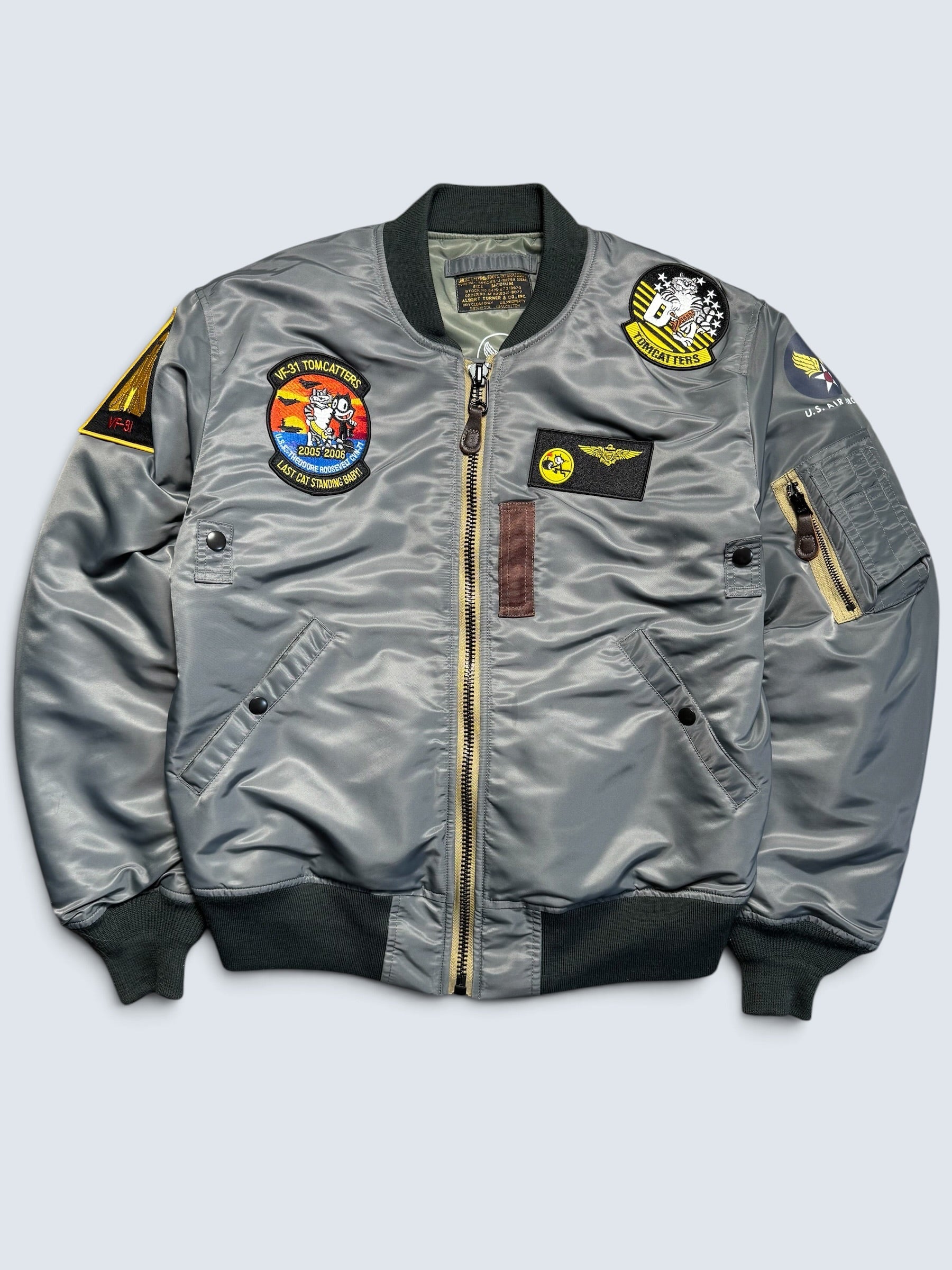 Jacket nylon bomber flight Ma-1 Toys McCoy Tmj2432 usaf full patch 1957 grey - M