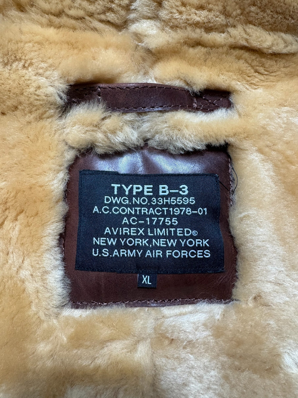 Jacket cuir bomber flight shearling B-3 Avirex Limited Japan exclusive usaf 00's - XL