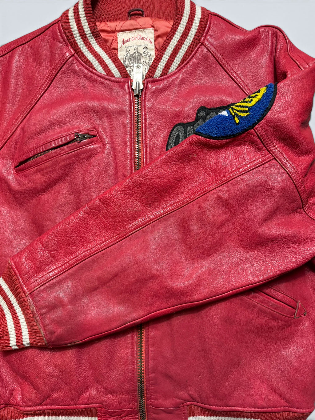 Jacket cuir varsity baseball Avirex ltd made in USA track field red vintage 80/90’s - M