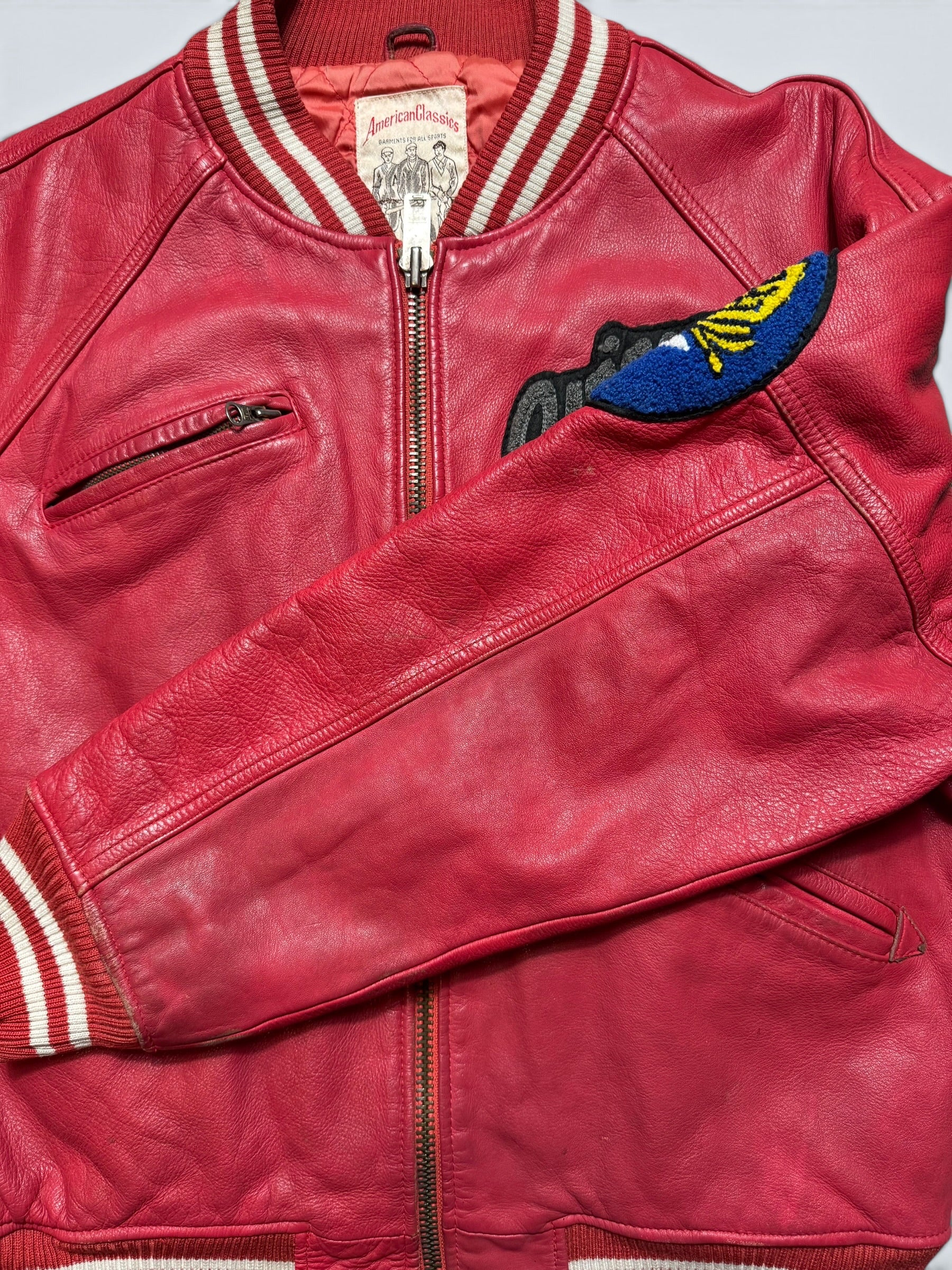Jacket cuir varsity baseball Avirex ltd made in USA track field red vintage 80/90’s - M