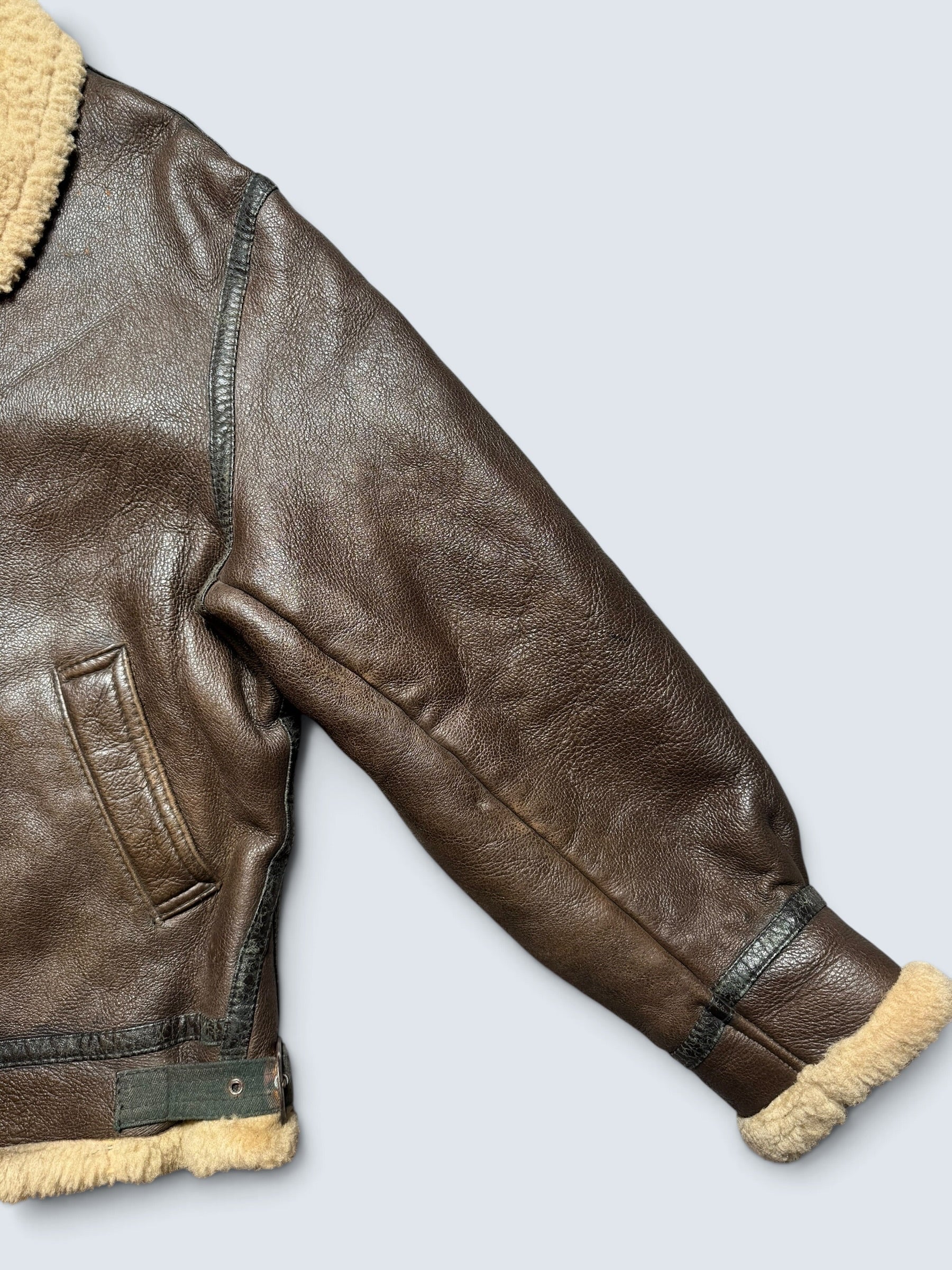 Jacket cuir bomber flight shearling aviator B-3 usaf brown vintage 80’s - L