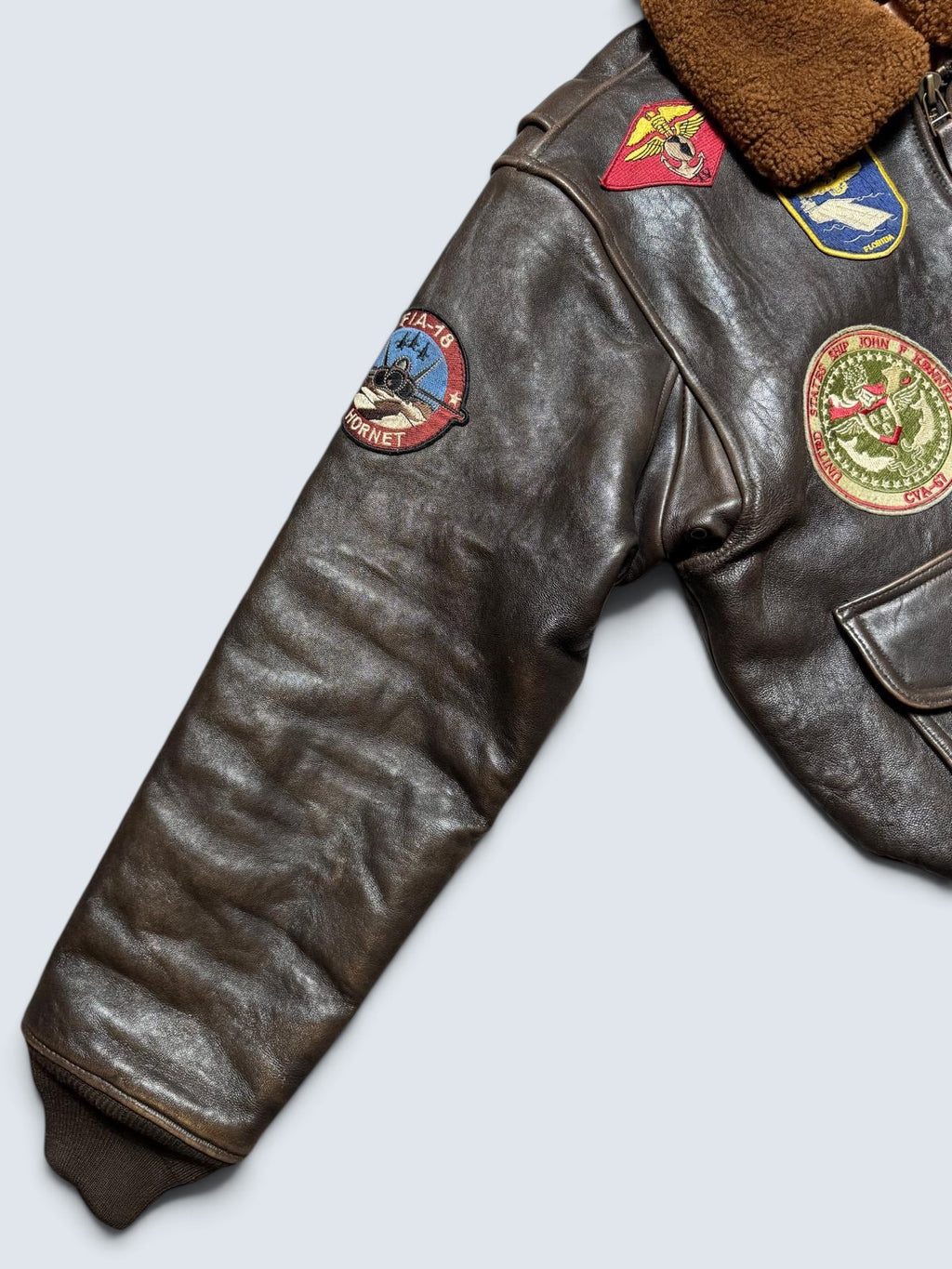 Jacket cuir lambskin flight G-1 Schott NYC Wings Of Gold Top Gun usn full patch black - L