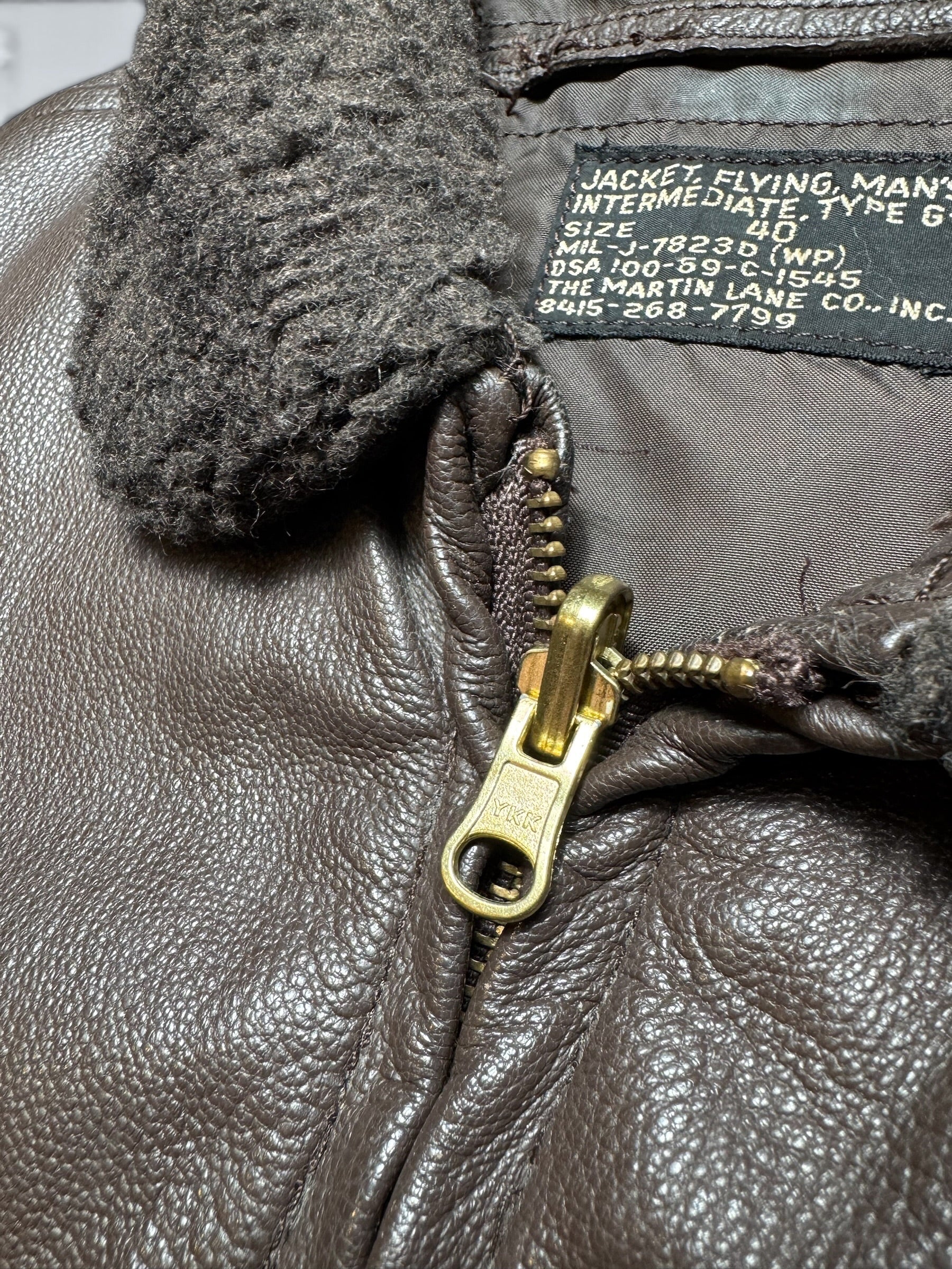 Jacket cuir goatskin flight G-1 original US Navy The Martin Lane 1969 Vietnam Era - 40 (M)
