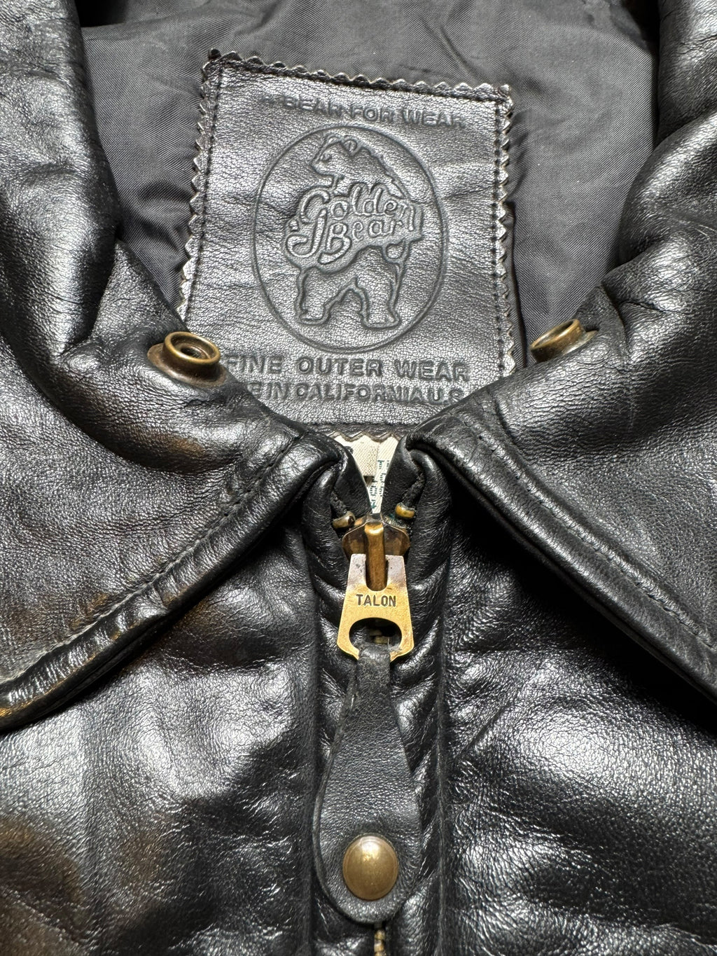 Jacket cuir bomber flight pilot Golden Bear G-1 made in USA black 80’s - 42 (XL)