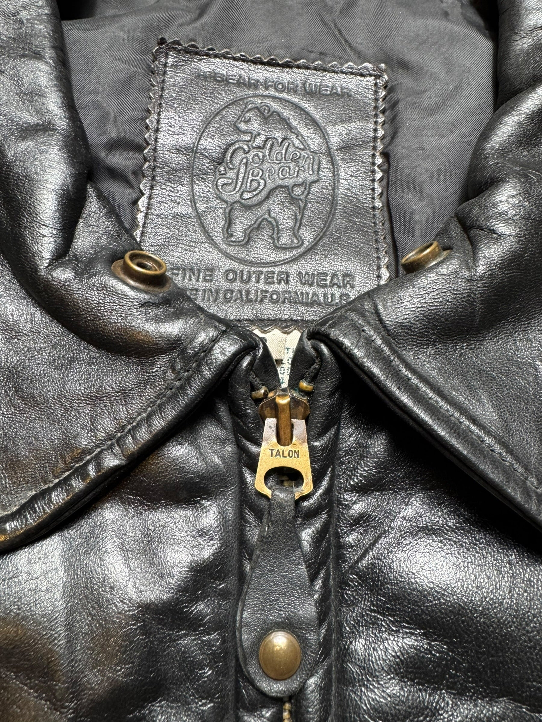 Jacket cuir bomber flight pilot Golden Bear G-1 made in USA black 80’s - 42 (XL)
