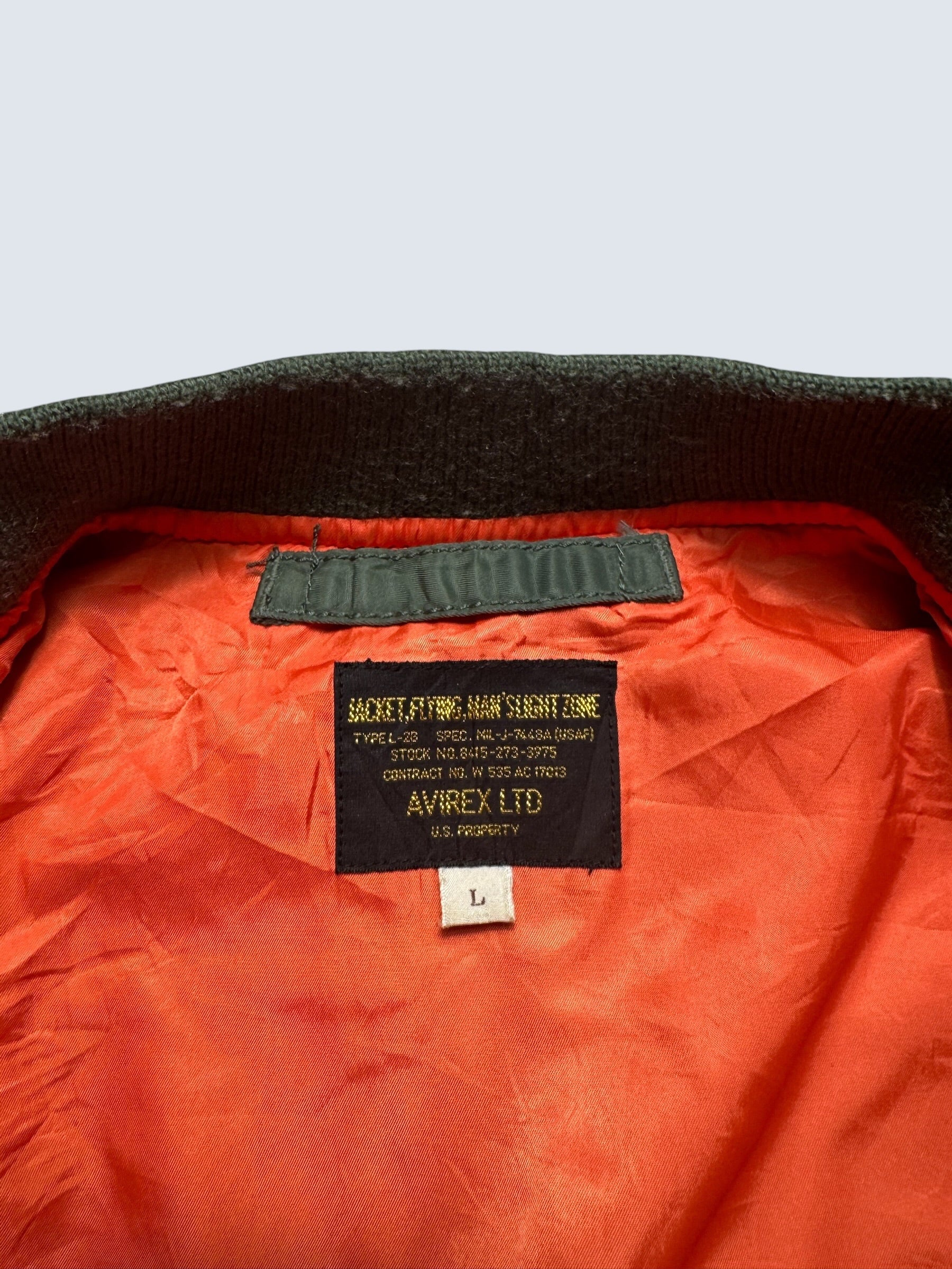 Jacket bomber flight L-2b Avirex ltd top gun usaf full patch kaki vintage 90’s - S/M