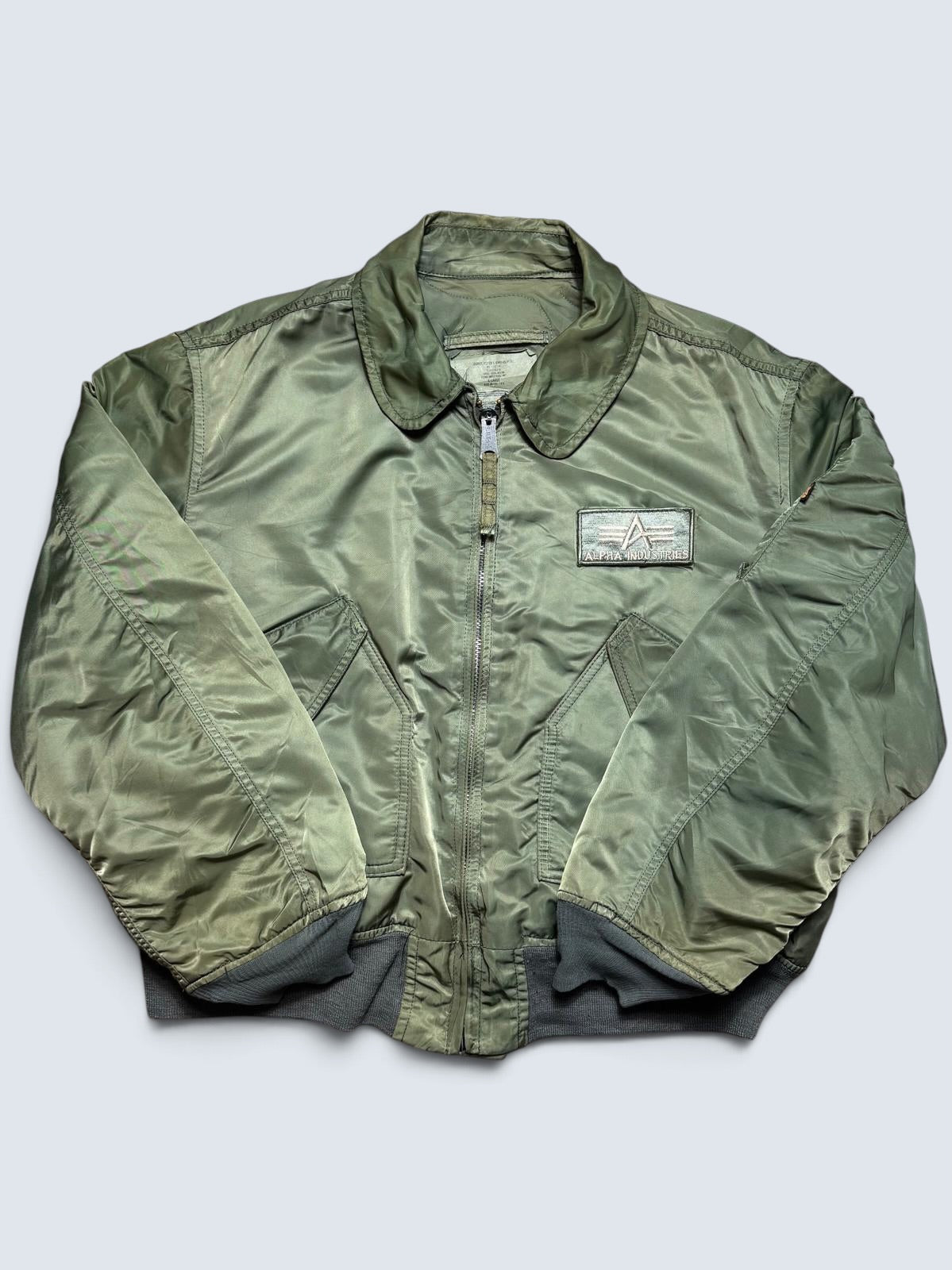 Jacket nylon flight CWU-45/P Alpha Industries made in USA usaf patch sage green 90’s - XL