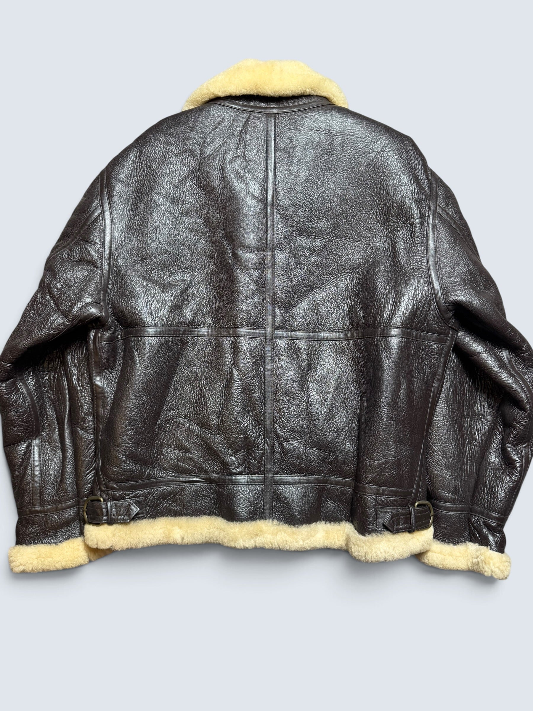 Jacket cuir bomber flight shearling aviator B-3 usaf black vintage 90’s - L