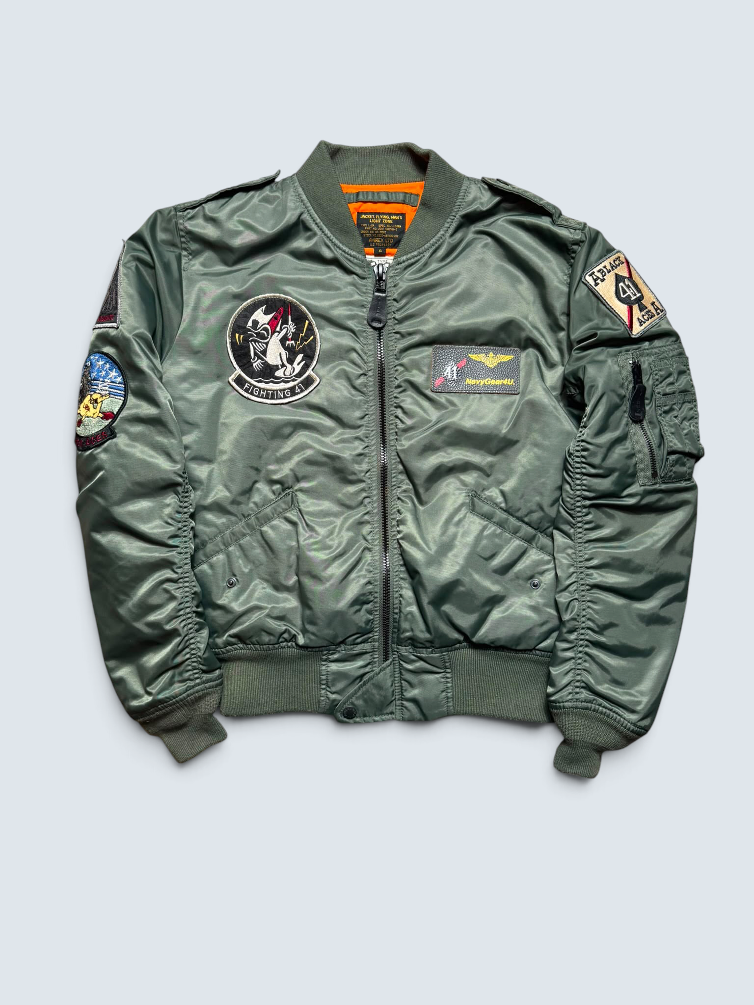 Jacket bomber flight L-2b Avirex ltd top gun usaf full patch kaki vintage 00’s - XS