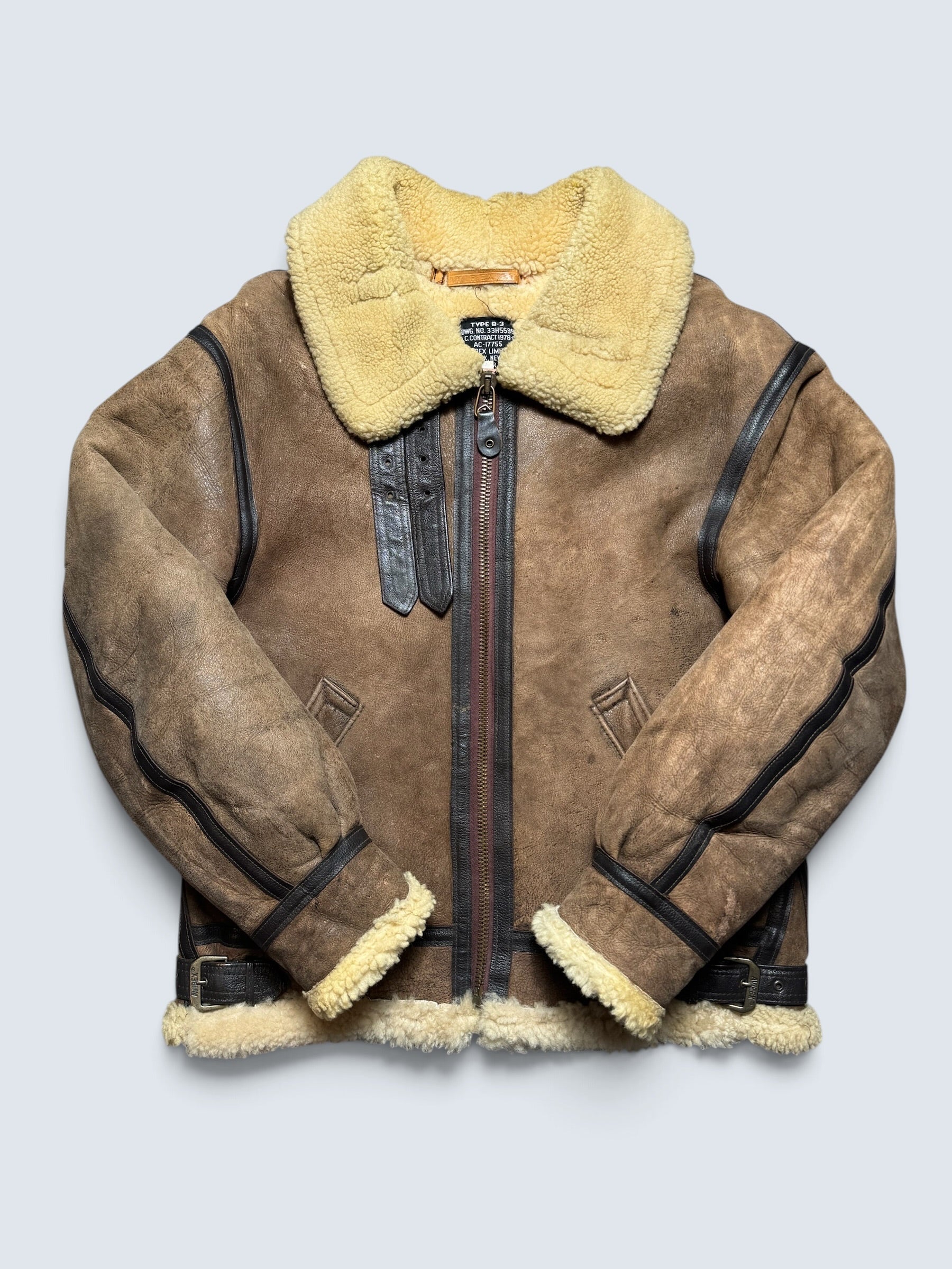 Jacket cuir flight shearling B-3 Avirex made in USA usaf brown vintage 80’s - 38 (M)