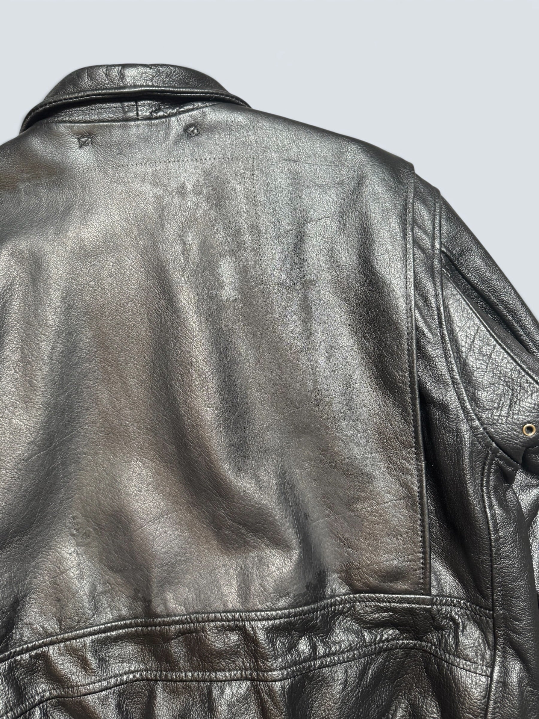 Jacket cuir cowhide flight G-1 Avirex Fly Japan exclusive Top Gun usn full patch black - M/L