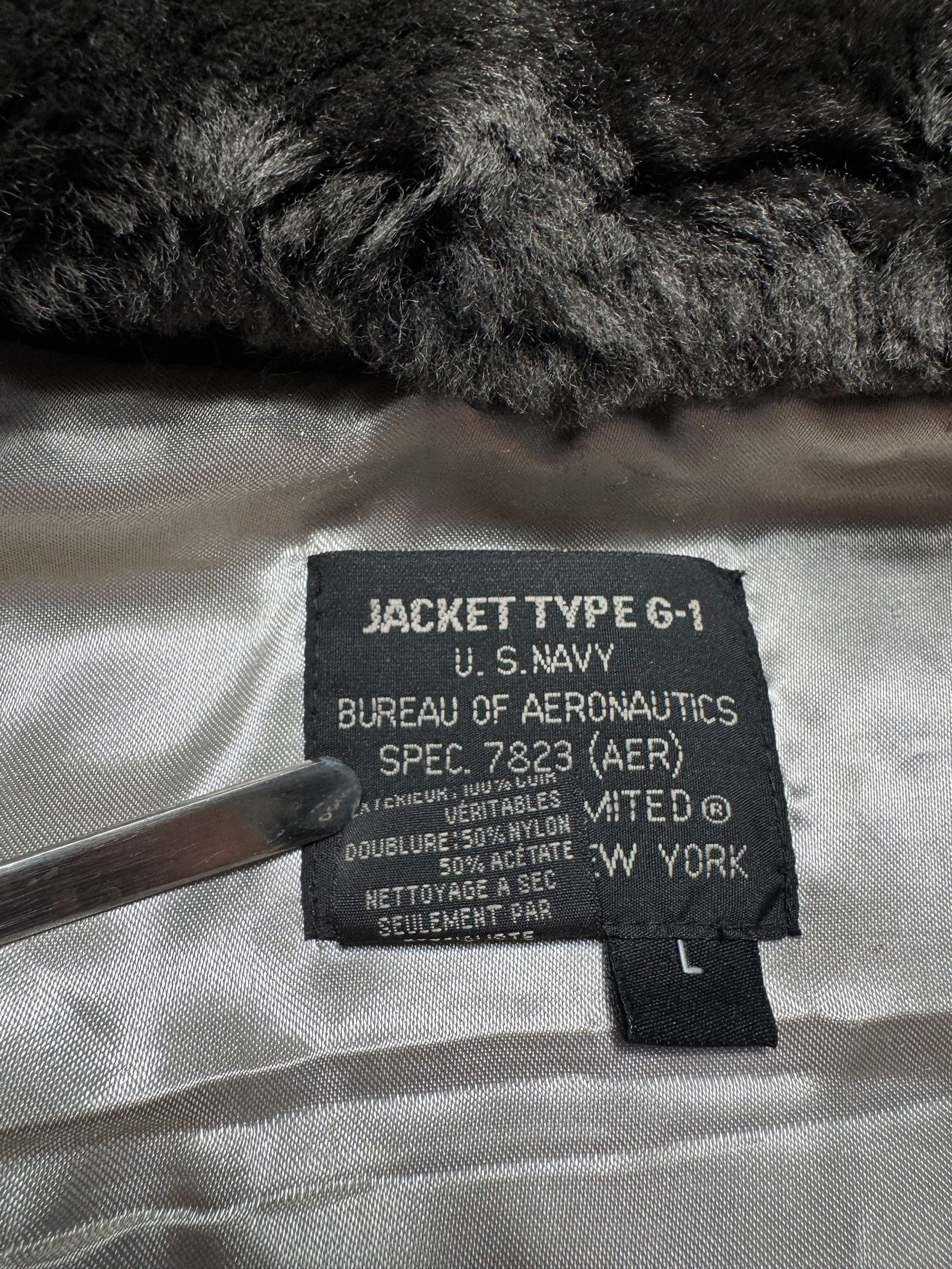 Jacket unisexe cuir cowhide flight G-1 Avirex LTD Top Gun usn full patch black 1998 - M