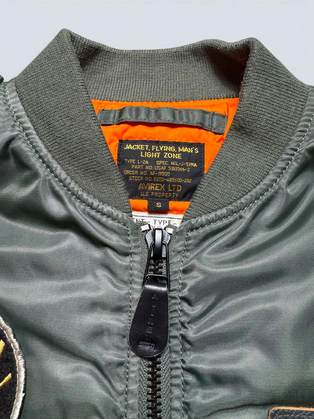 Jacket bomber flight L-2b Avirex ltd top gun usaf full patch kaki vintage 00’s - XS