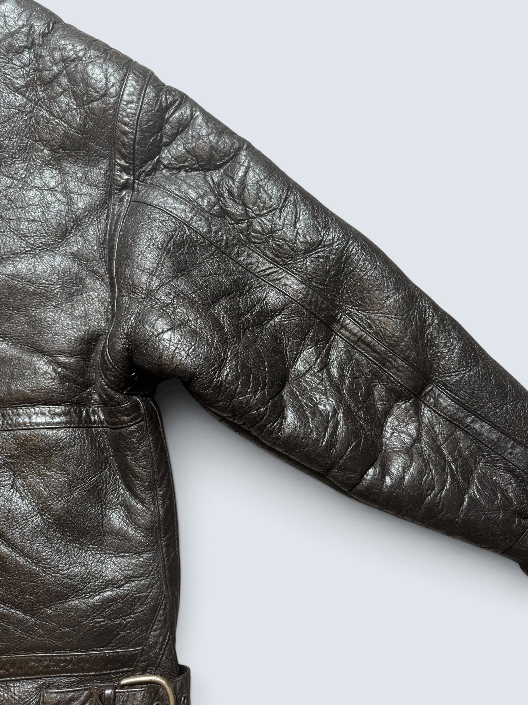 Jacket cuir bomber flight shearling aviator B-3 usaf black vintage 80’s - S/M