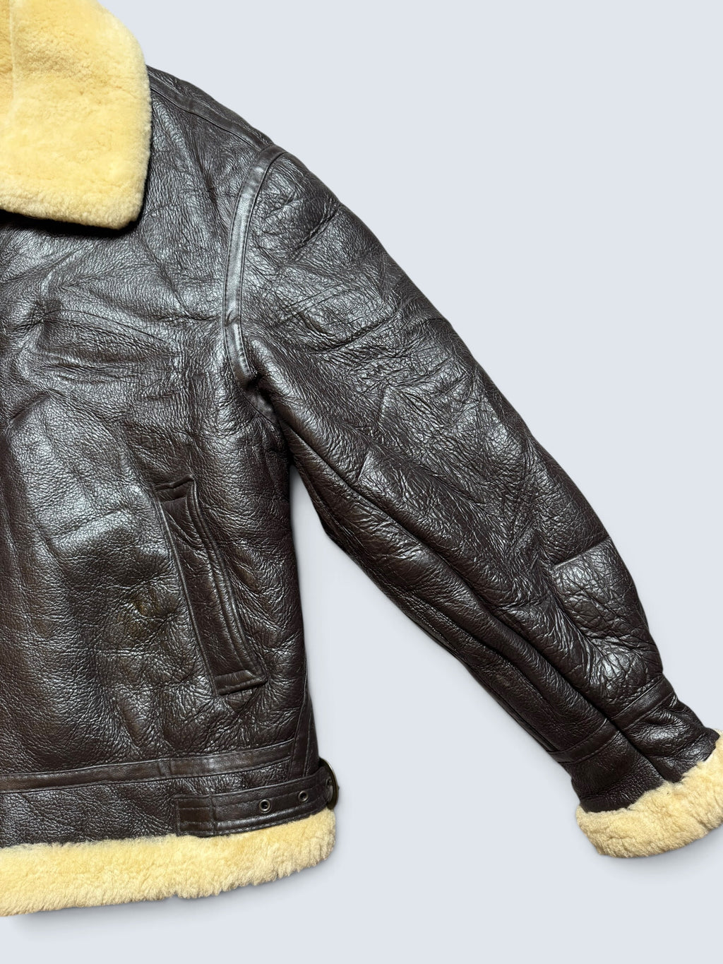 Jacket cuir bomber flight shearling aviator B-3 usaf black vintage 90’s - L