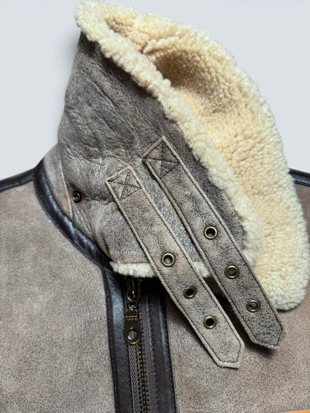 Jacket cuir flight shearling Irvin Avirex made in USA RAF grey vintage 80’s - 40 (L)