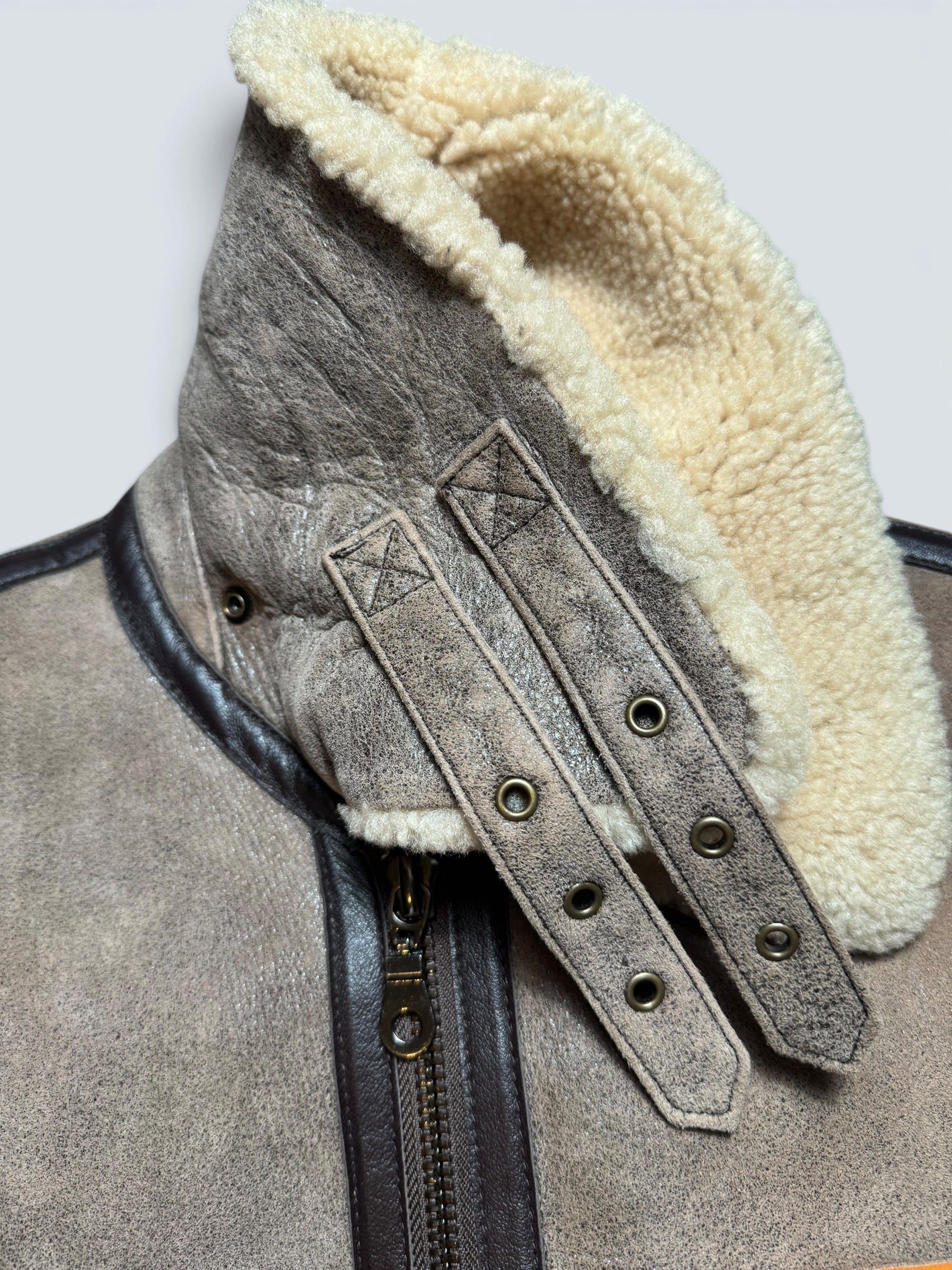 Jacket cuir flight shearling Irvin Avirex made in USA RAF grey vintage 80’s - 40 (L)