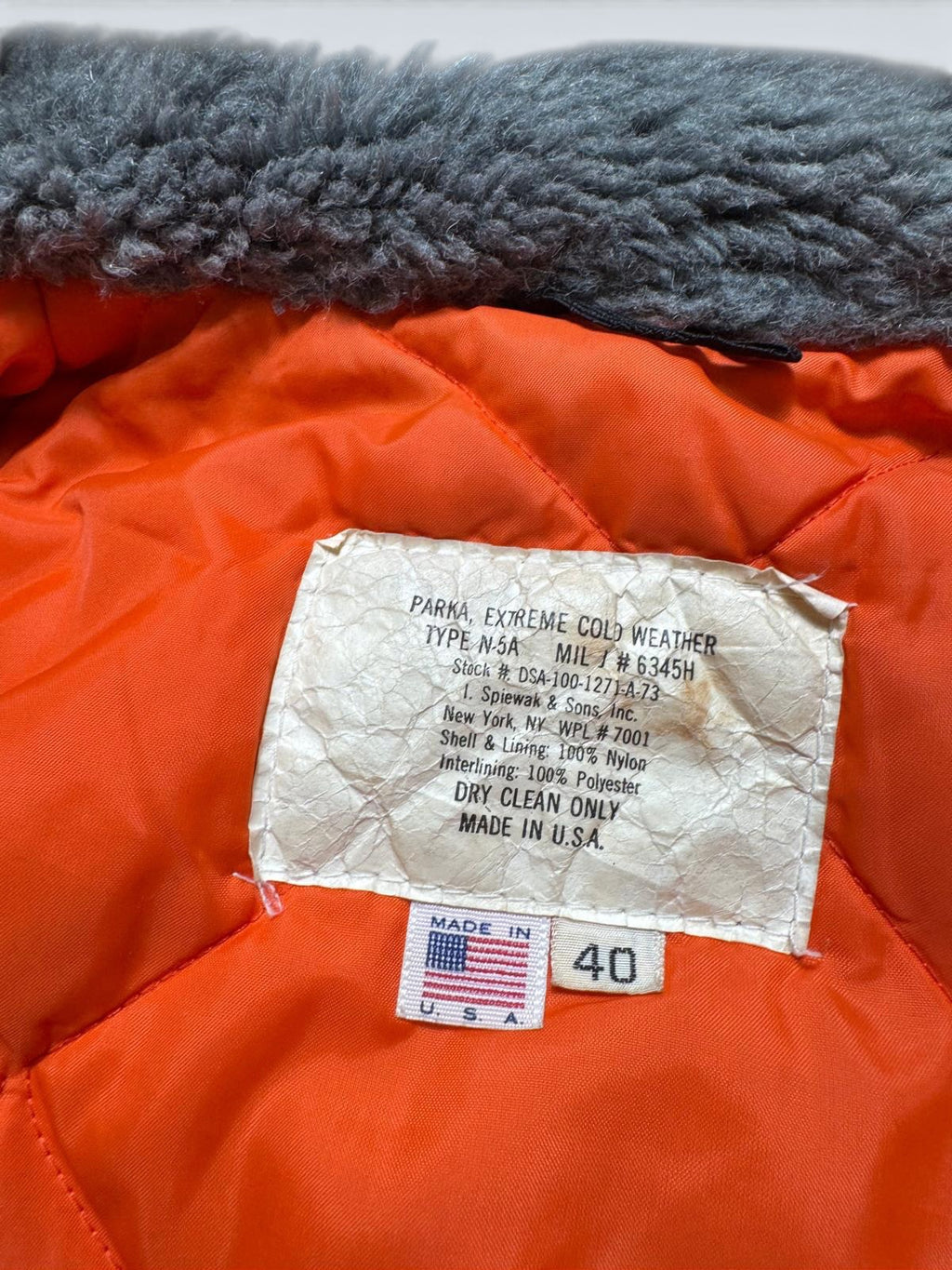 Jacket nylon parka fur bomber flight N-5A Golden Fleece black original 60's/70's - 40 (M)