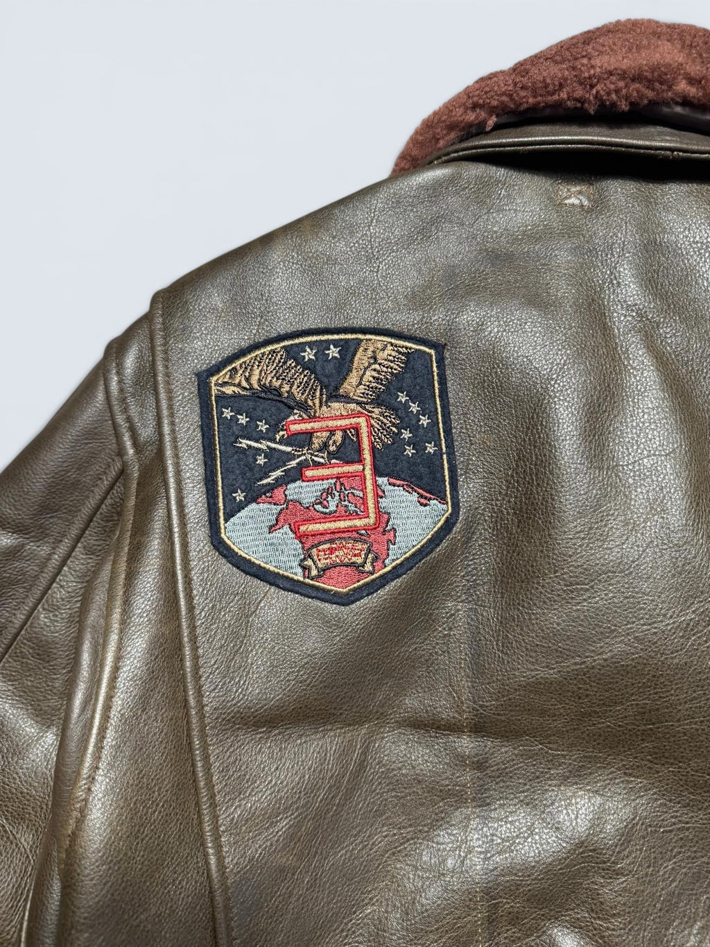 Jacket cuir cowhide flight G-1 Avirex LTD Japan exclusive Top Gun usn full patch brown 00’s - L