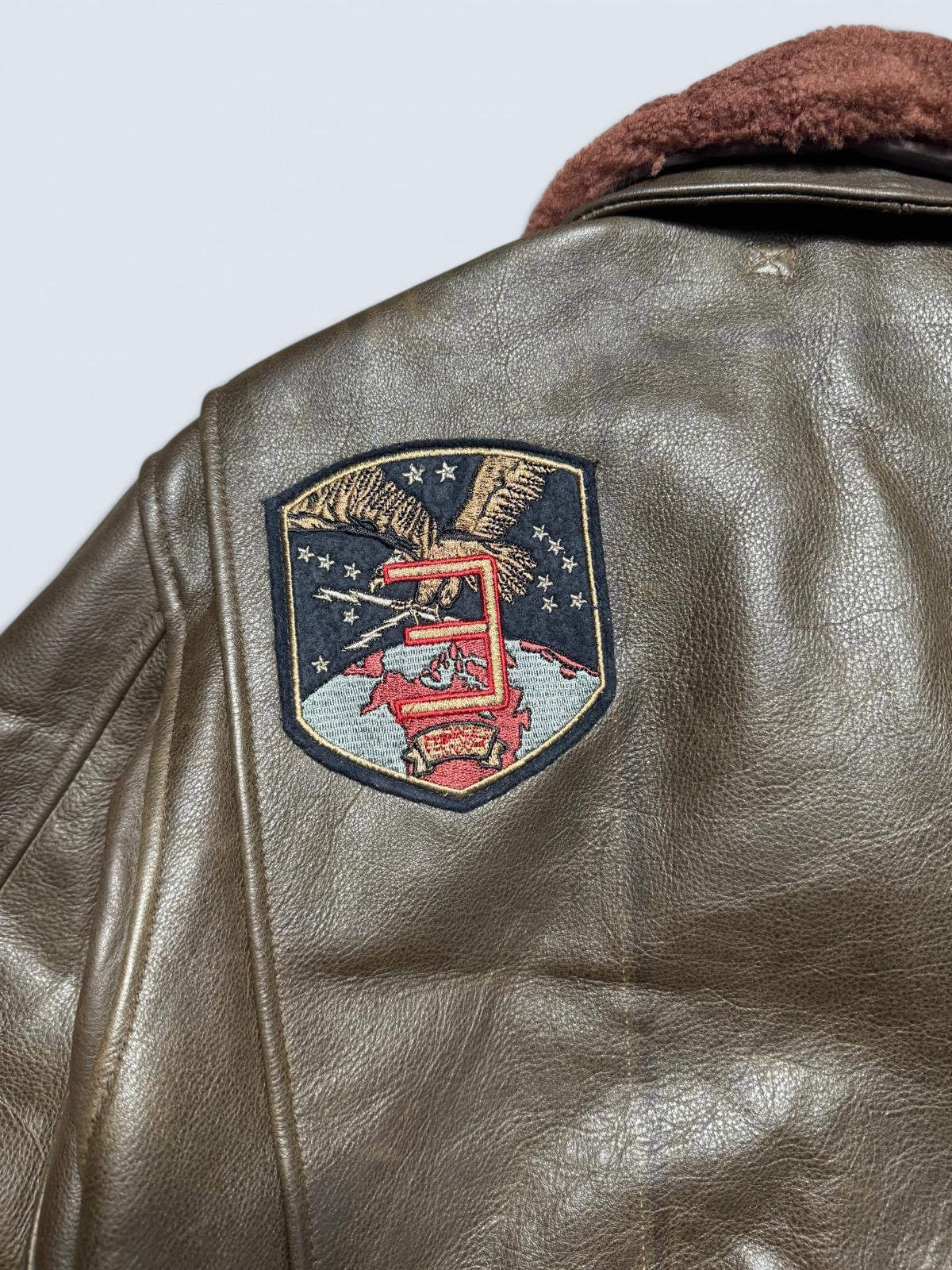 Jacket cuir cowhide flight G-1 Avirex LTD Japan exclusive Top Gun usn full patch brown 00’s - L