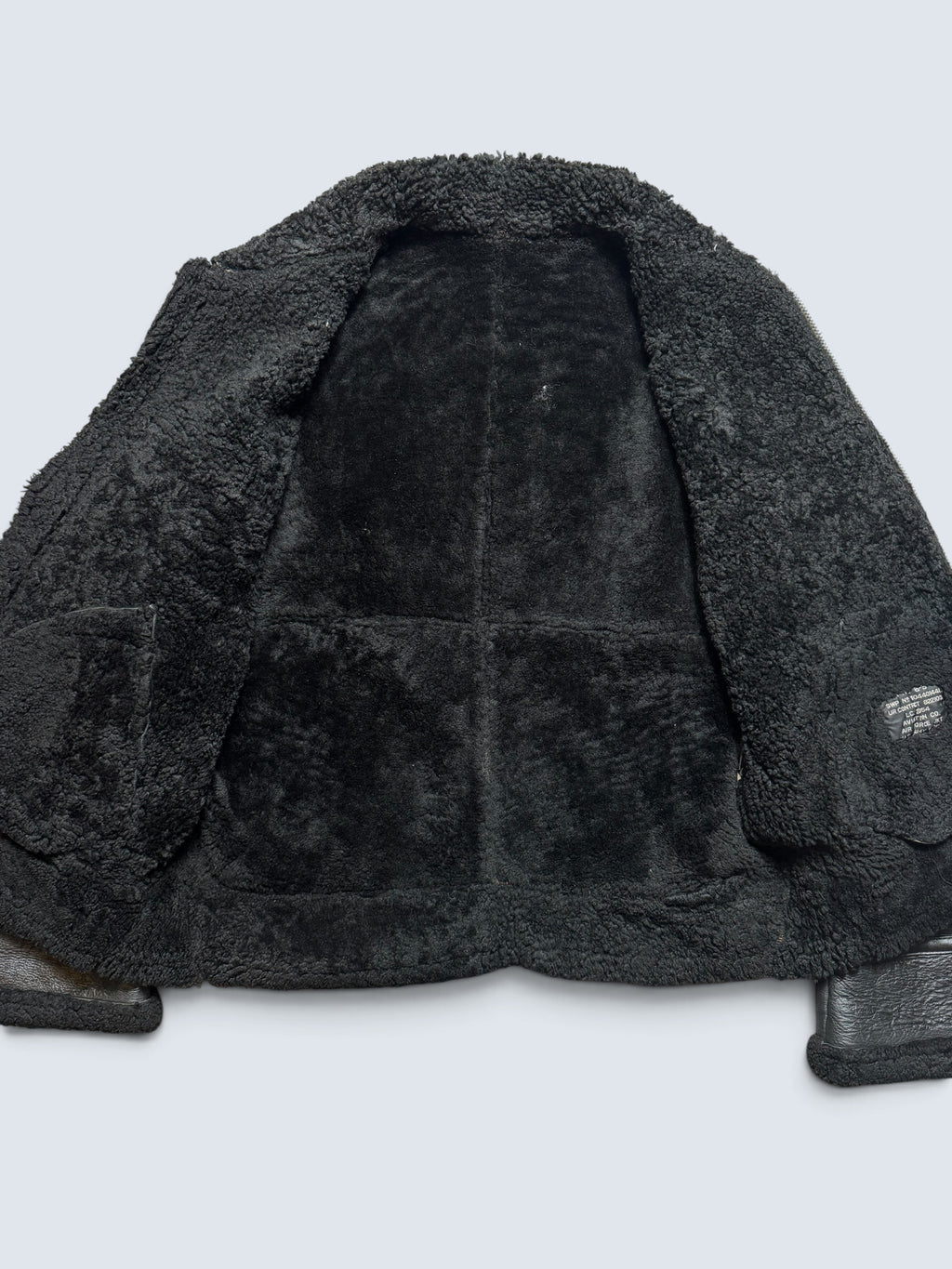 Jacket cuir bomber flight shearling aviator B-3 Aviation Co usaf black vintage 90’s - XL/XXL