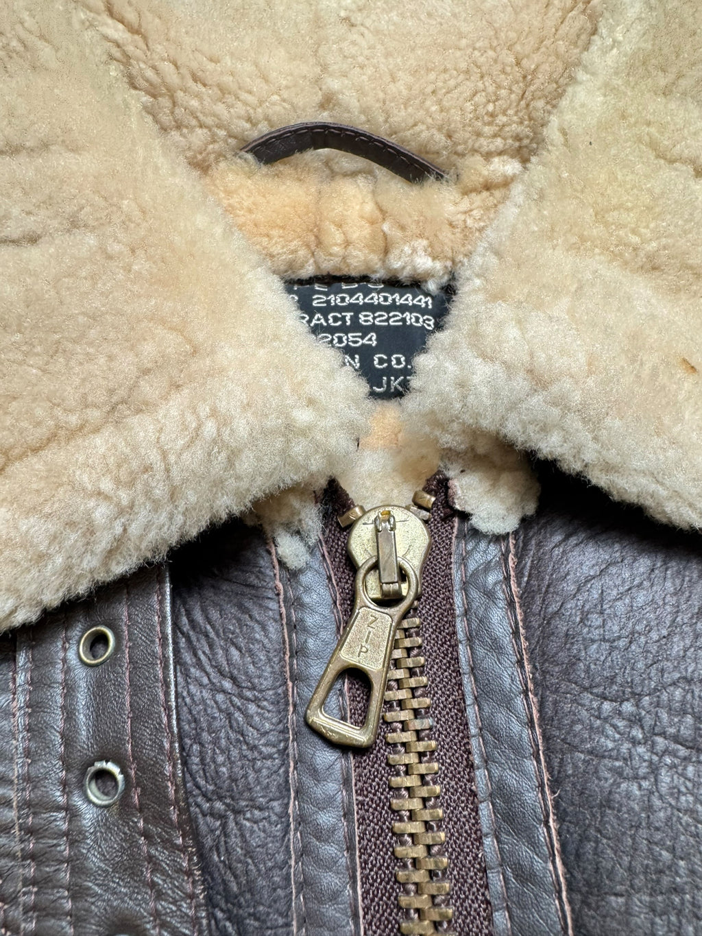 Jacket cuir bomber flight shearling B-3 Aviation Co usaf brown vintage 90’s - M/L