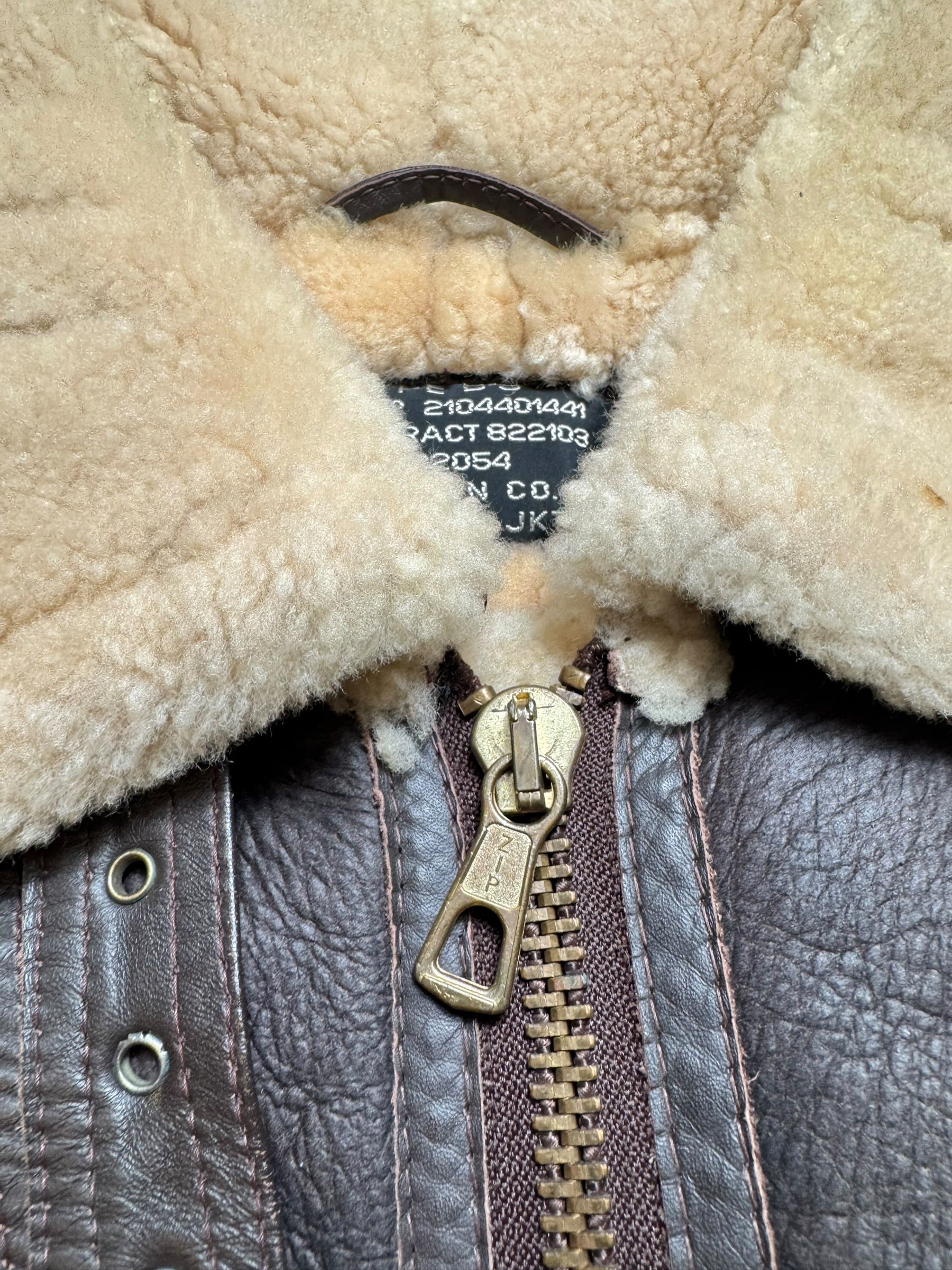 Jacket cuir bomber flight shearling B-3 Aviation Co usaf brown vintage 90’s - M/L