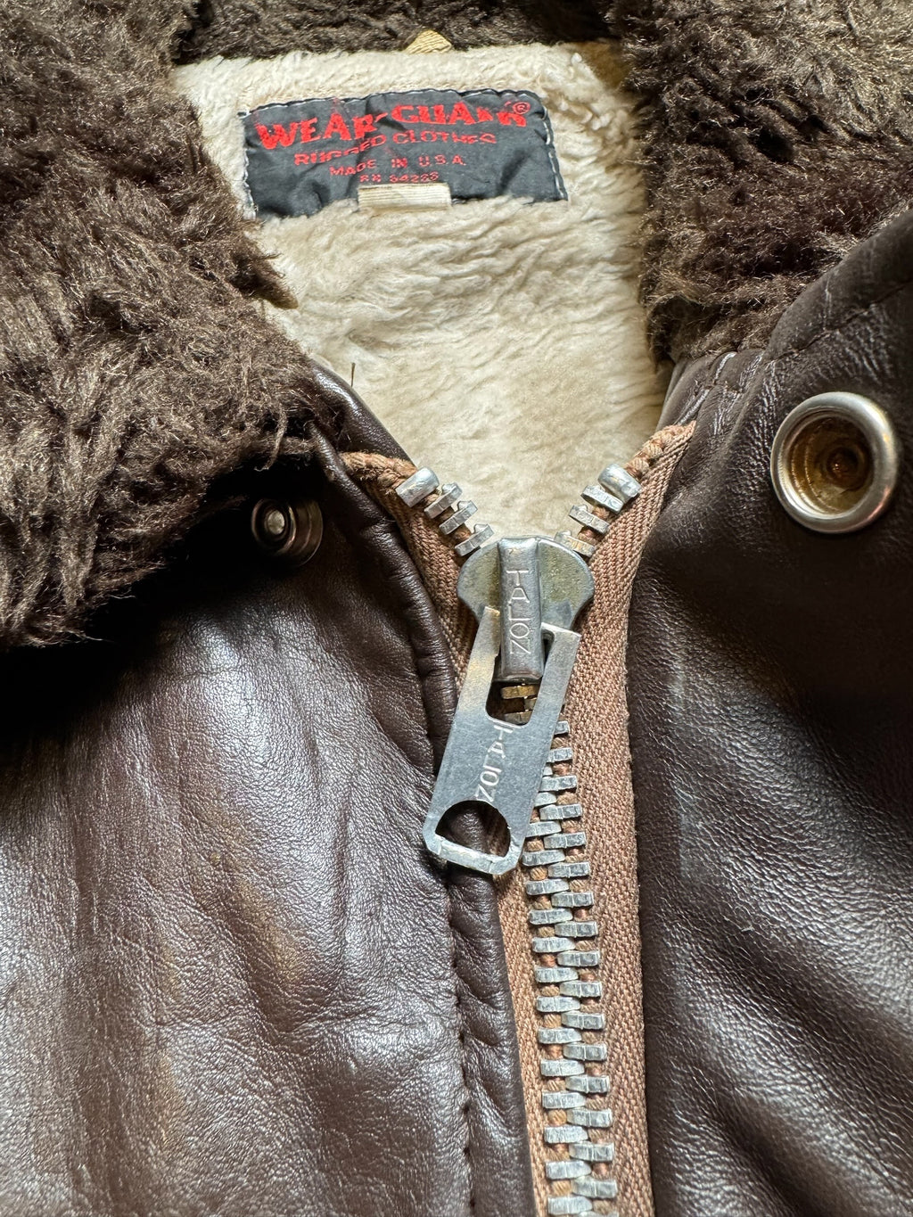 Jacket cuir cowhide flight bomber Wear-Guard made in USA brown 70’s - 42 (L)