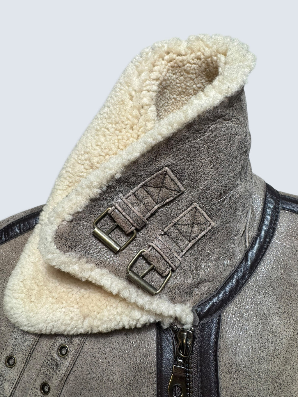 Jacket cuir flight shearling Irvin Avirex made in USA RAF grey vintage 80’s - 40 (L)