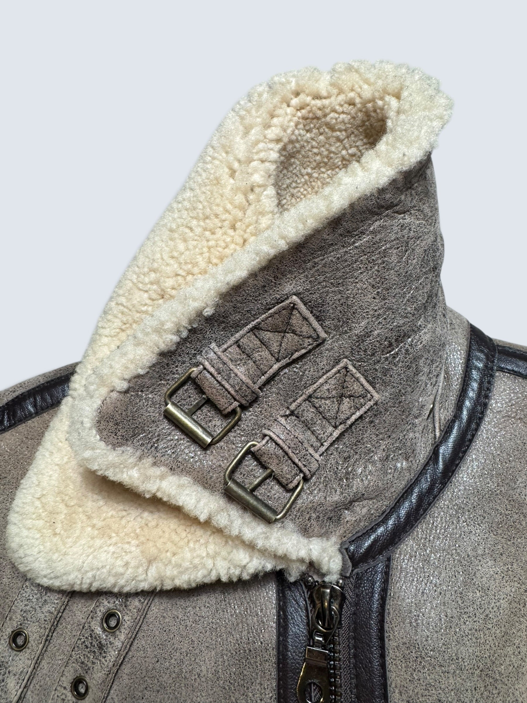 Jacket cuir flight shearling Irvin Avirex made in USA RAF grey vintage 80’s - 40 (L)