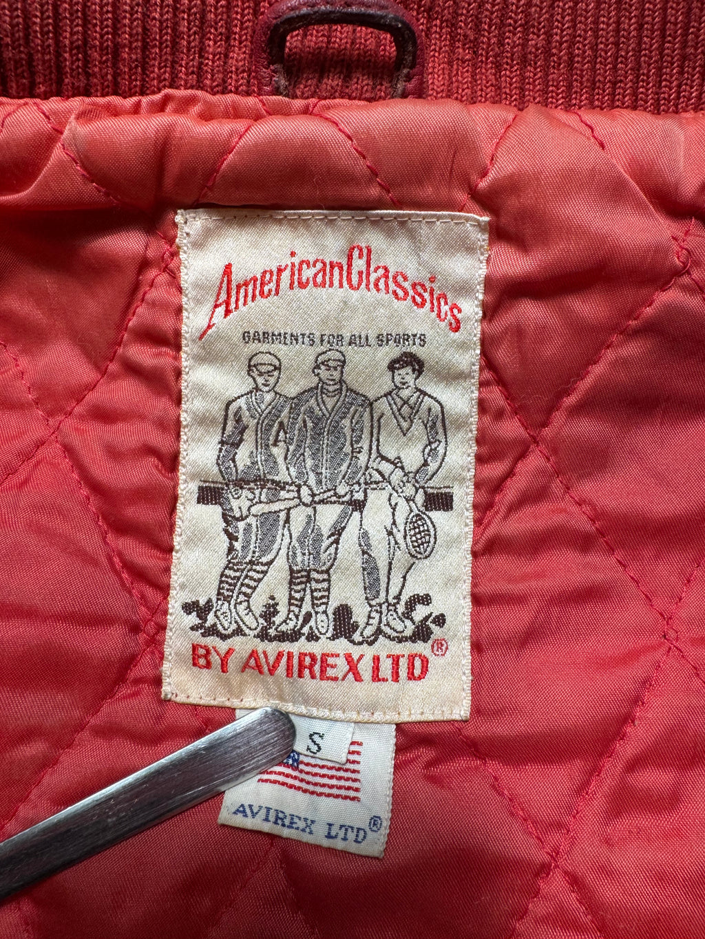 Jacket cuir varsity baseball Avirex ltd made in USA track field red vintage 80/90’s - M