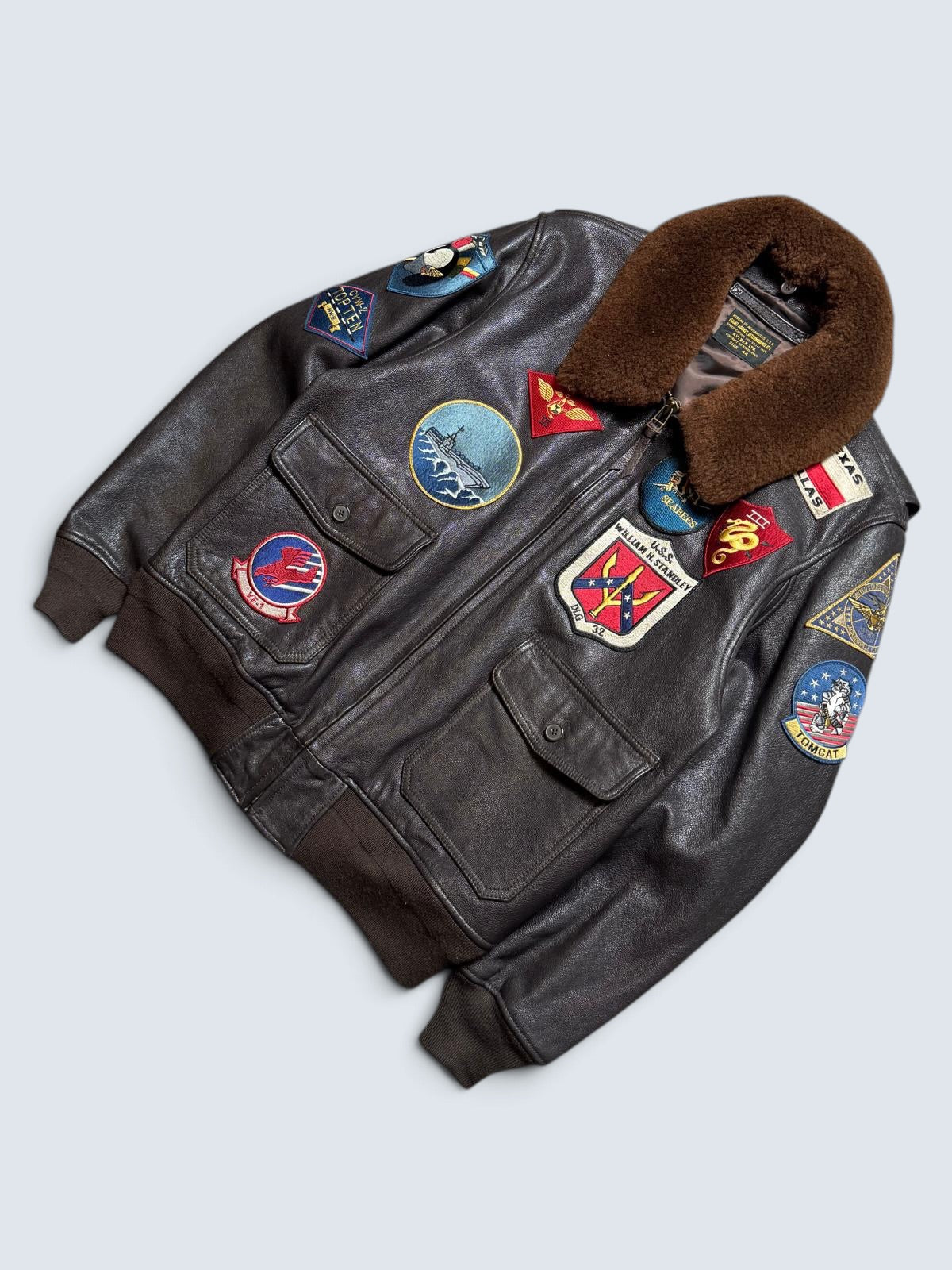 Jacket/veste cuir cowhide flight G-1 Avirex LTD Japan exclusive Top Gun usn full patch black - 44 (XL)