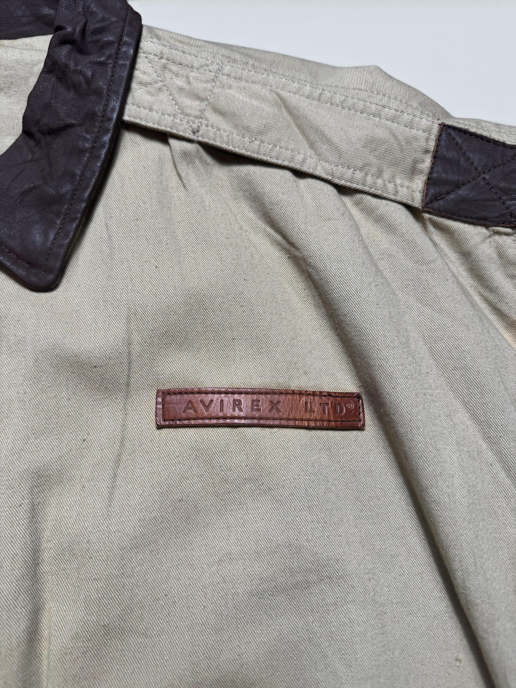 Jacket deadstock flight A-2 Cotton Twill Avirex usa usaf patch beige 1992 - L/XL